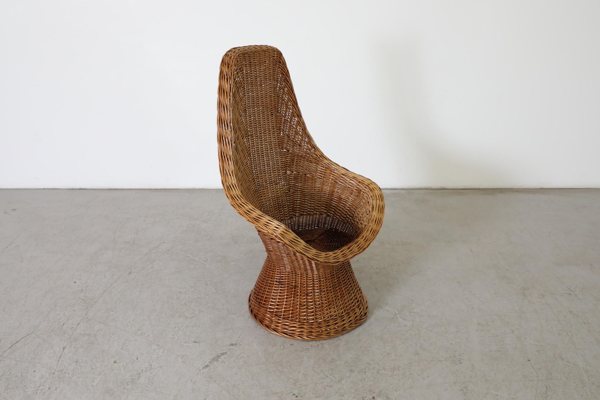 Woven Rattan High Back Peacock Style Lounge Chair 4
