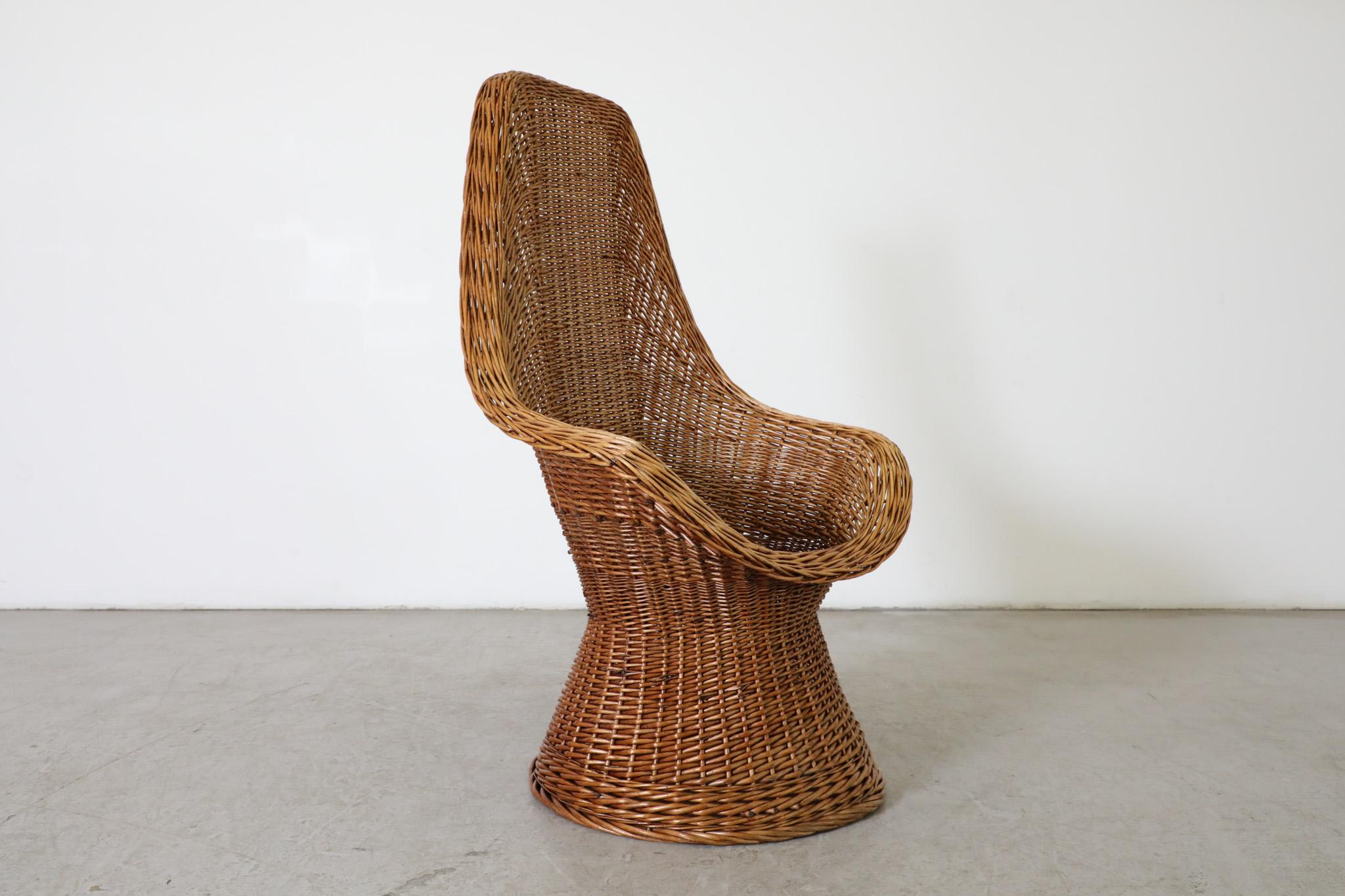 Woven Rattan High Back Peacock Style Lounge Chair For Sale 5