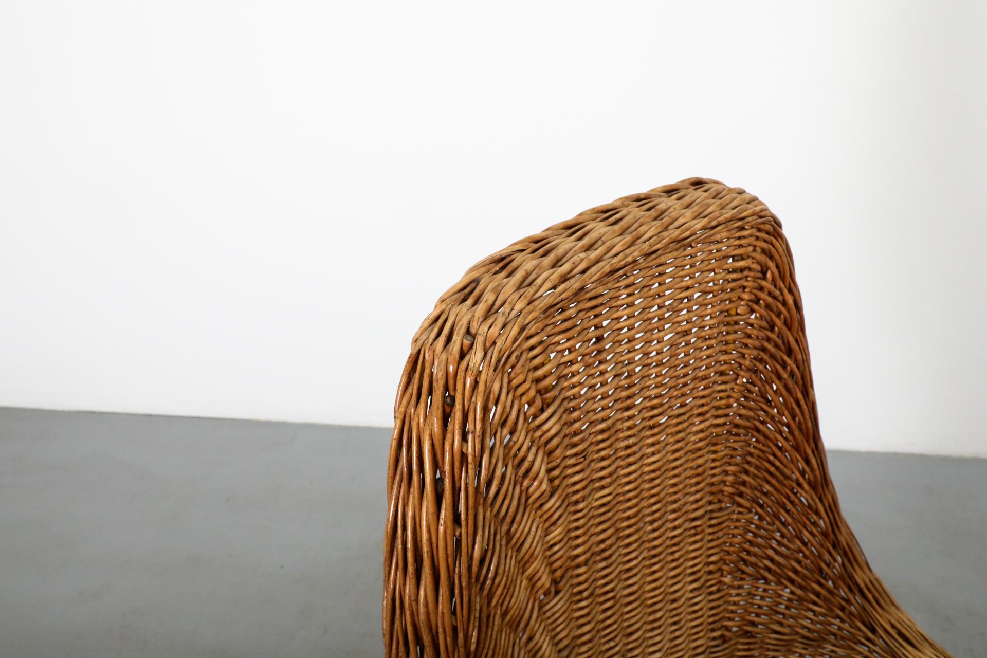 Mid-Century Woven Rattan High Back Peacock Style Lounge Chair For Sale 5