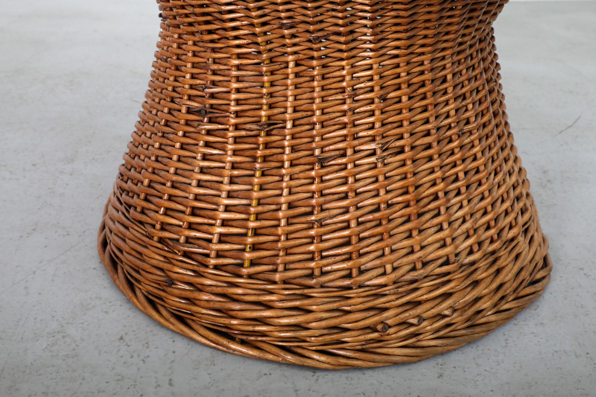 Mid-Century Woven Rattan High Back Peacock Style Lounge Chair For Sale 8