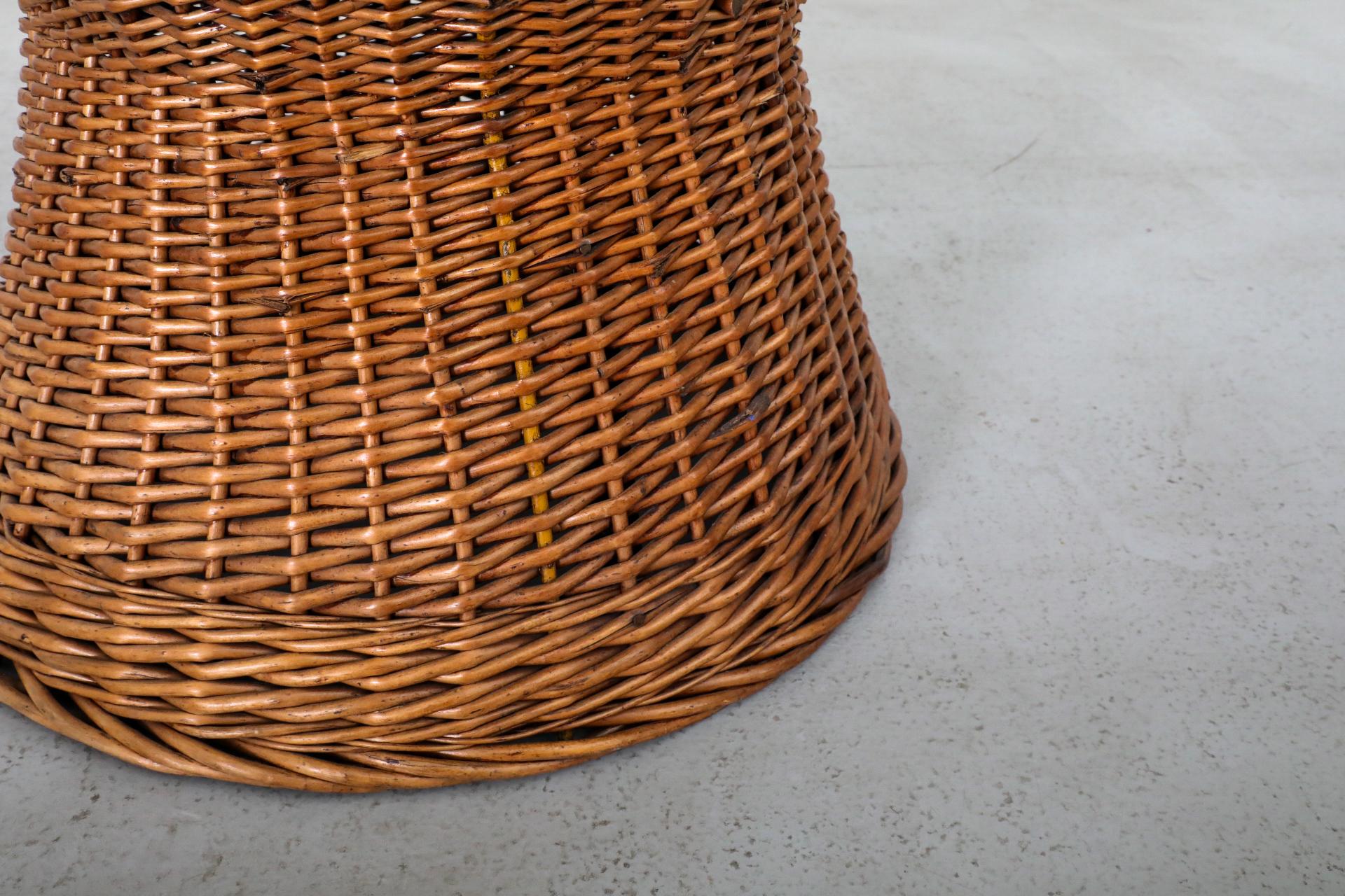 Mid-Century Woven Rattan High Back Peacock Style Lounge Chair For Sale 10