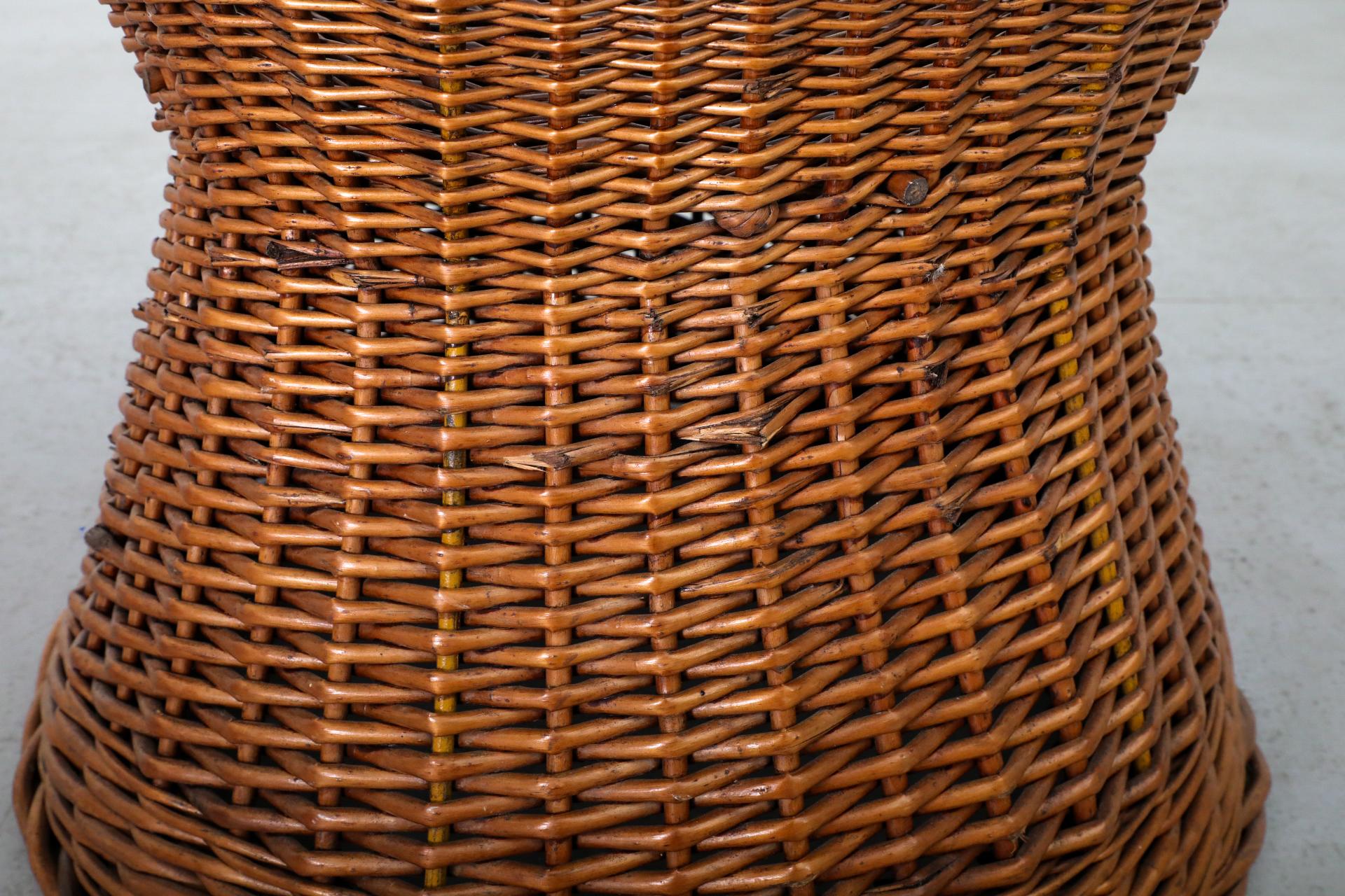 Mid-Century Woven Rattan High Back Peacock Style Lounge Chair For Sale 12