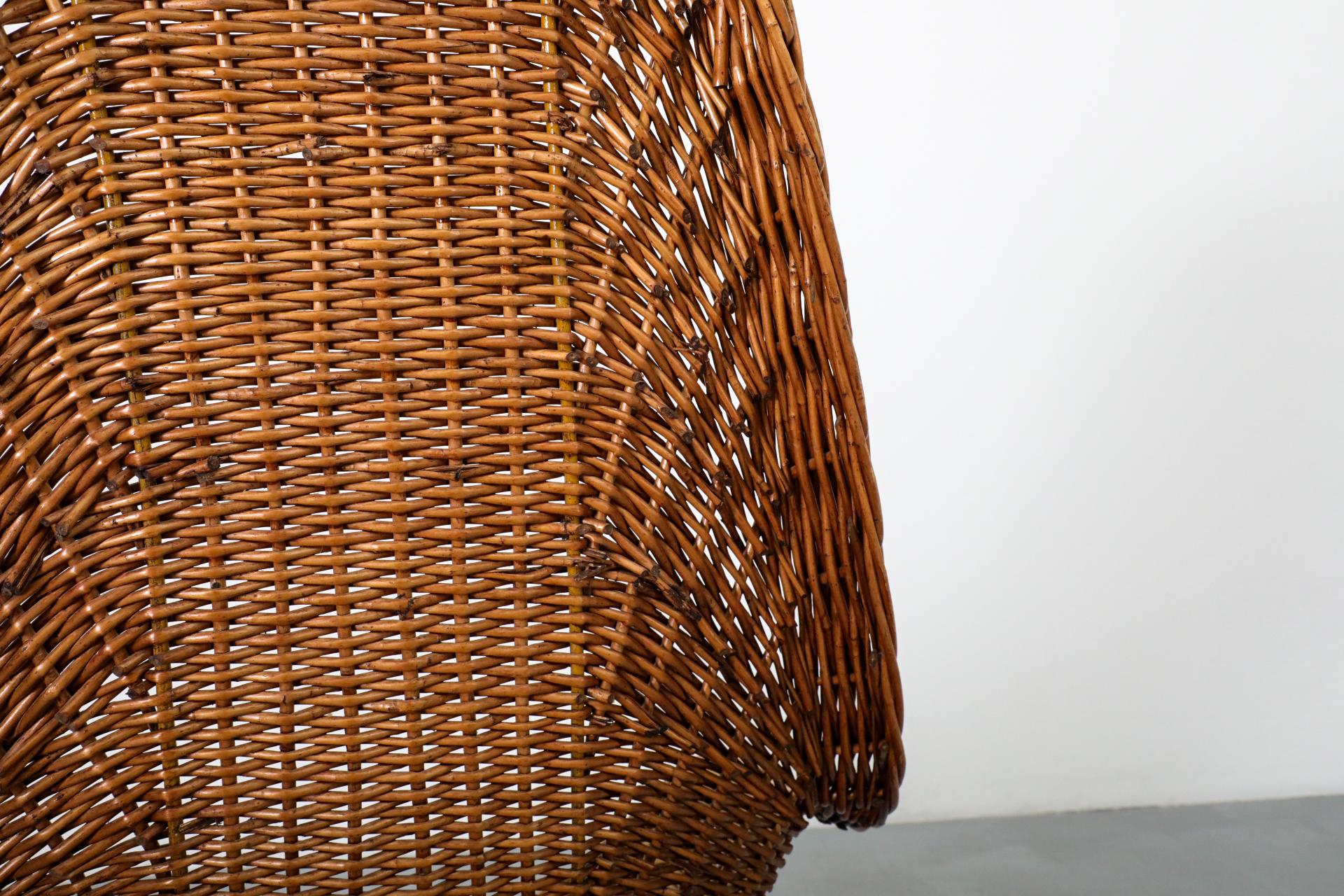 Mid-Century Woven Rattan High Back Peacock Style Lounge Chair For Sale 14