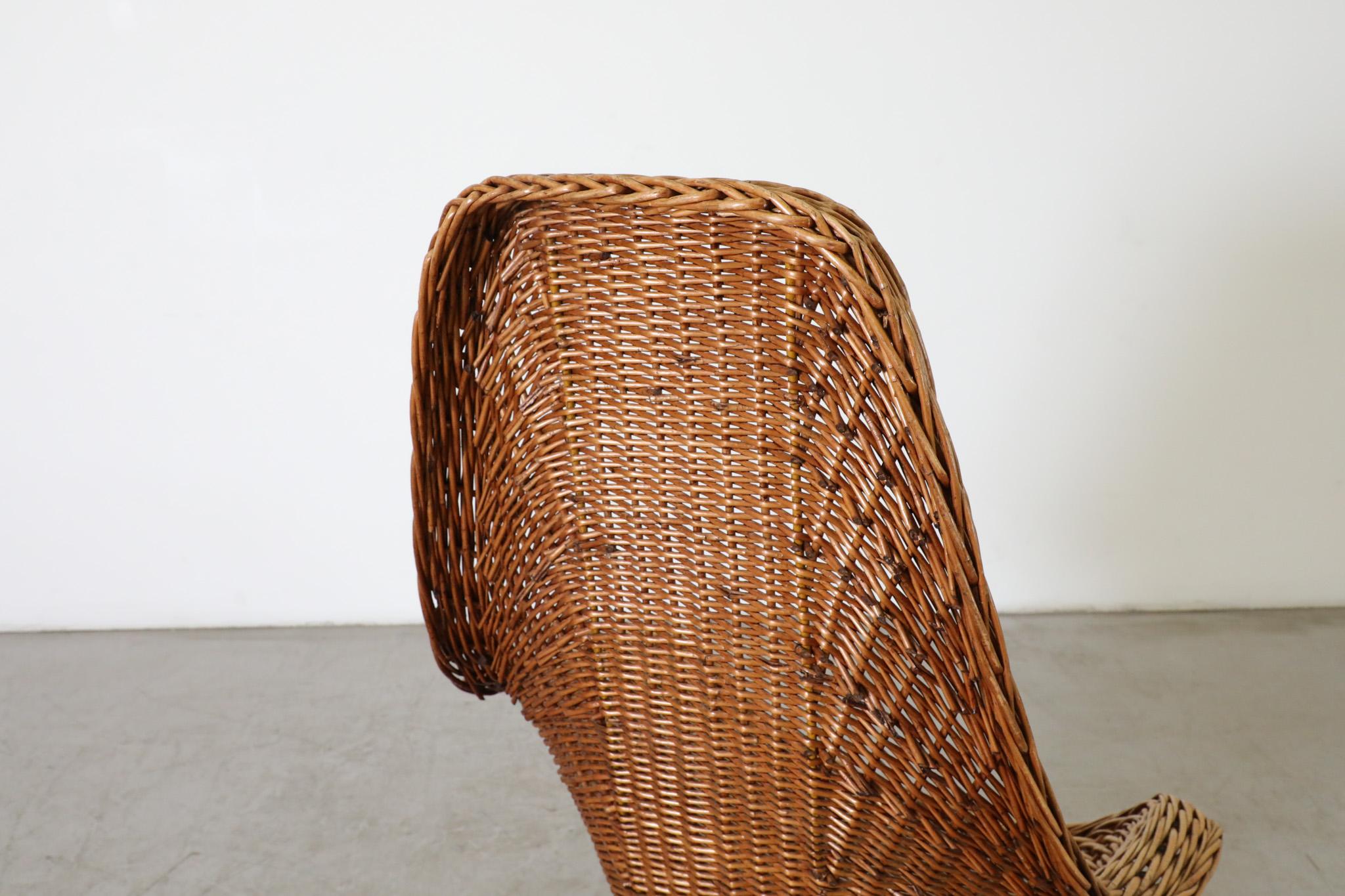 Woven Rattan High Back Peacock Style Lounge Chair 3