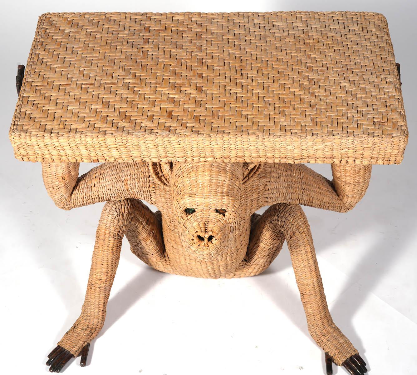 Monkey Console Table by Mario Lopez Torres. Woven Rattan over metal. Unsigned.