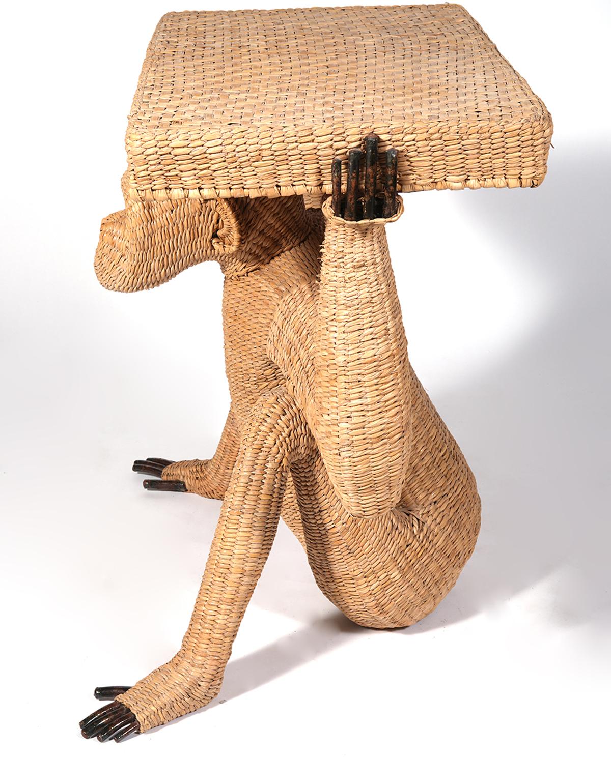 Late 20th Century Woven Rattan Monkey Console Table by Mario Lopez Torres