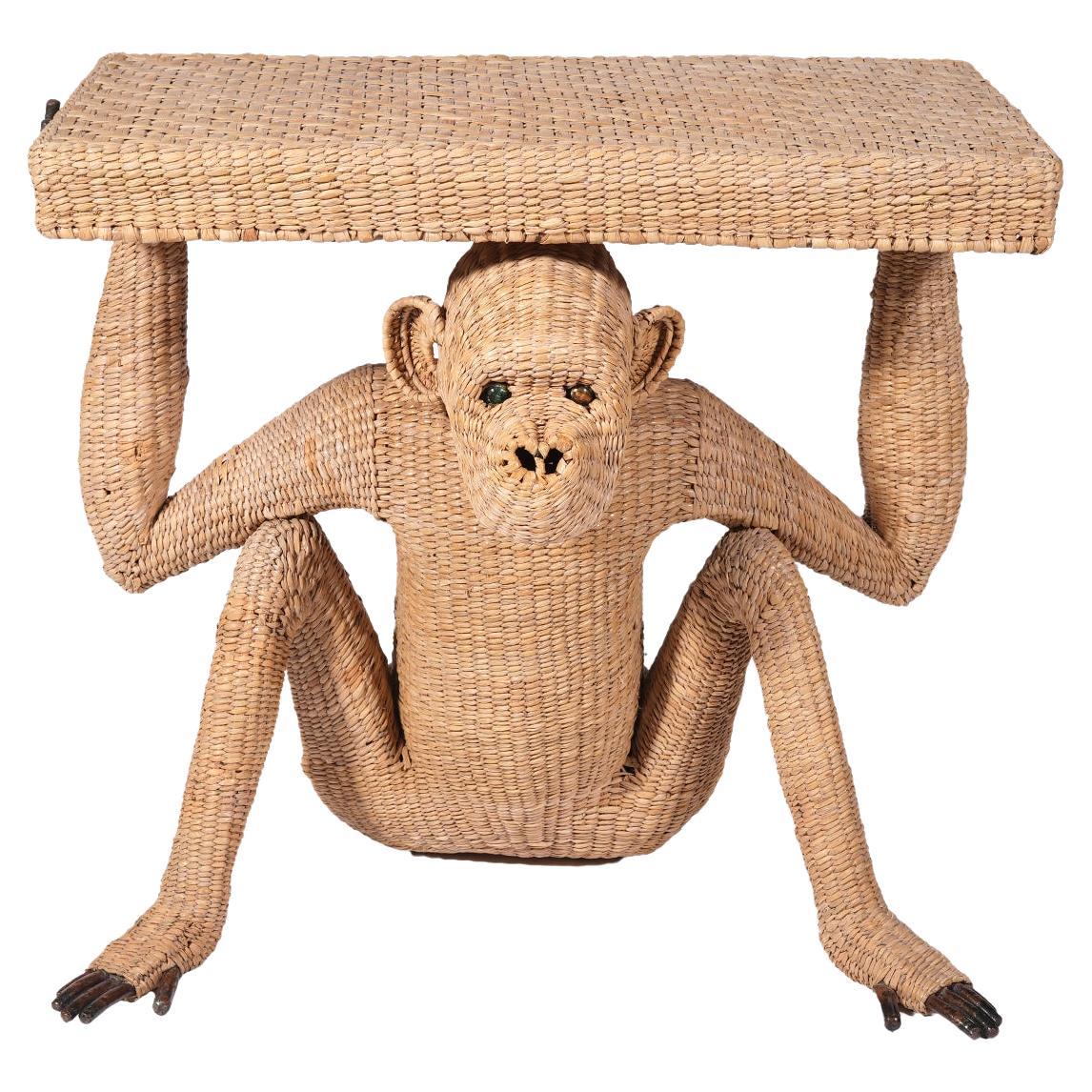 Woven Rattan Monkey Console Table by Mario Lopez Torres