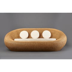 Woven Rattan Oval Shaped Couch, ca. 1999