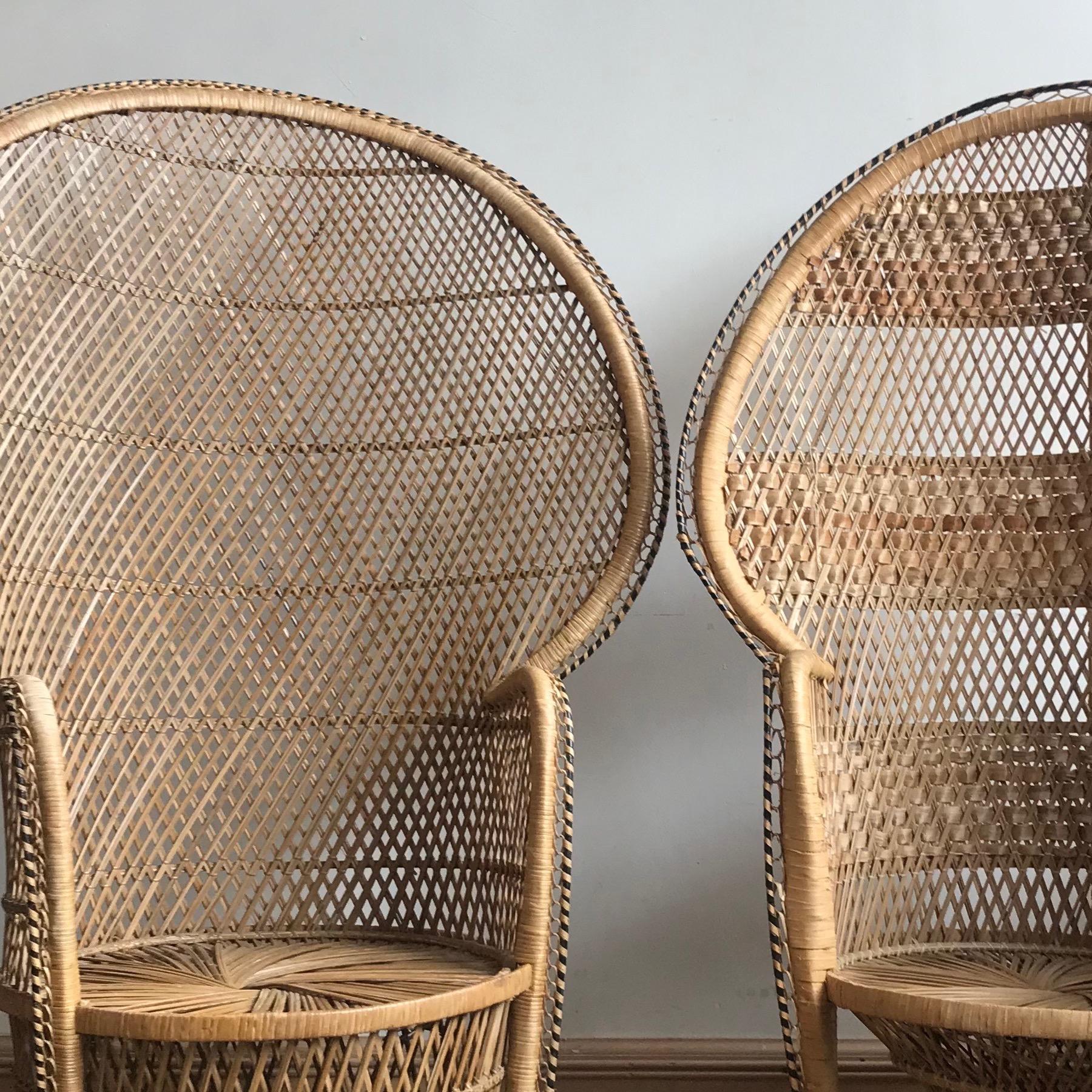 Late 20th Century Woven Rattan Peacock Chair