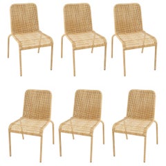 Woven Rattan Set of Six French Design Chairs
