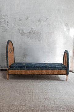 Woven Rattan Single Bed, 1980
