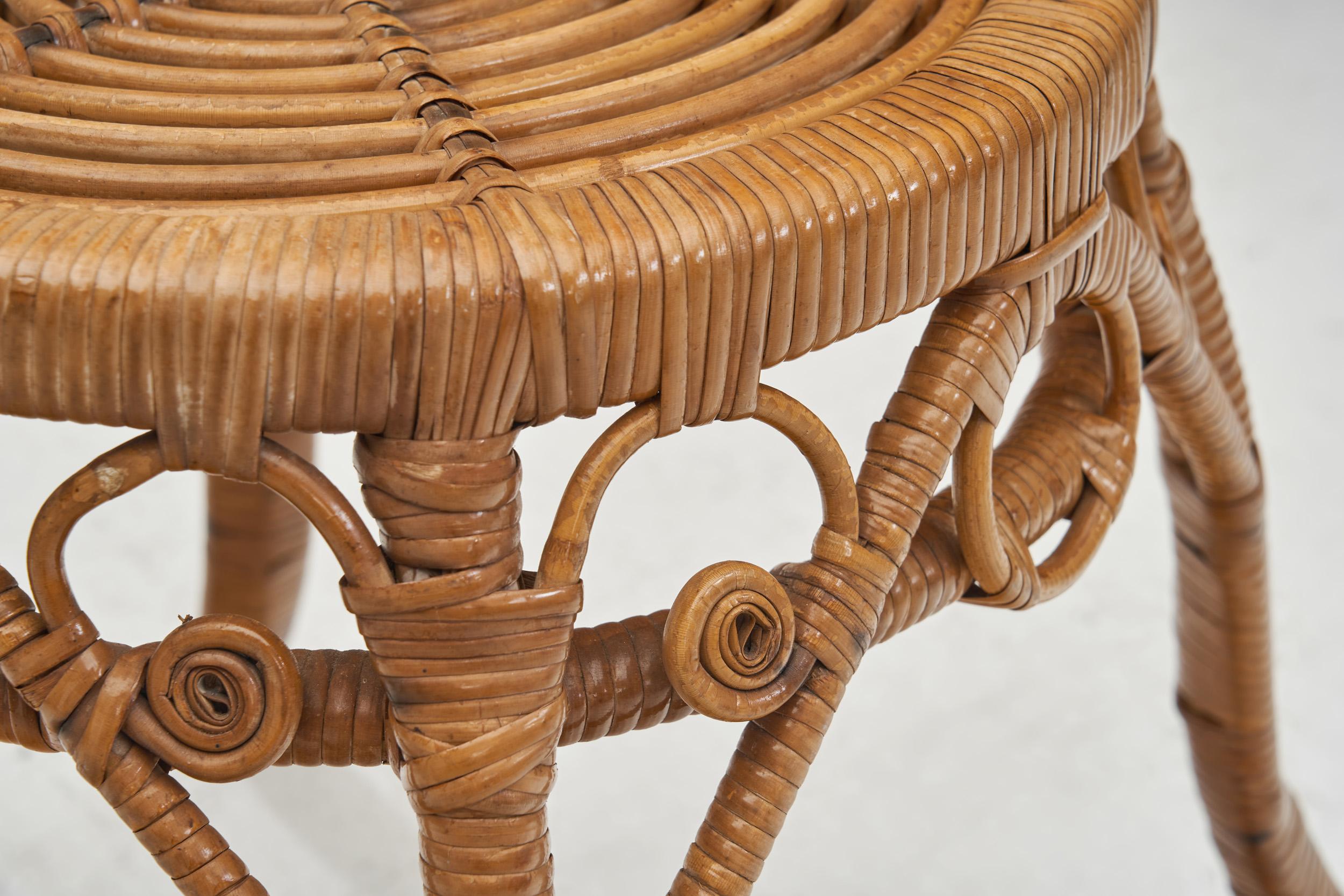 Woven Rattan Stool, Europe Early 20th Century For Sale 8