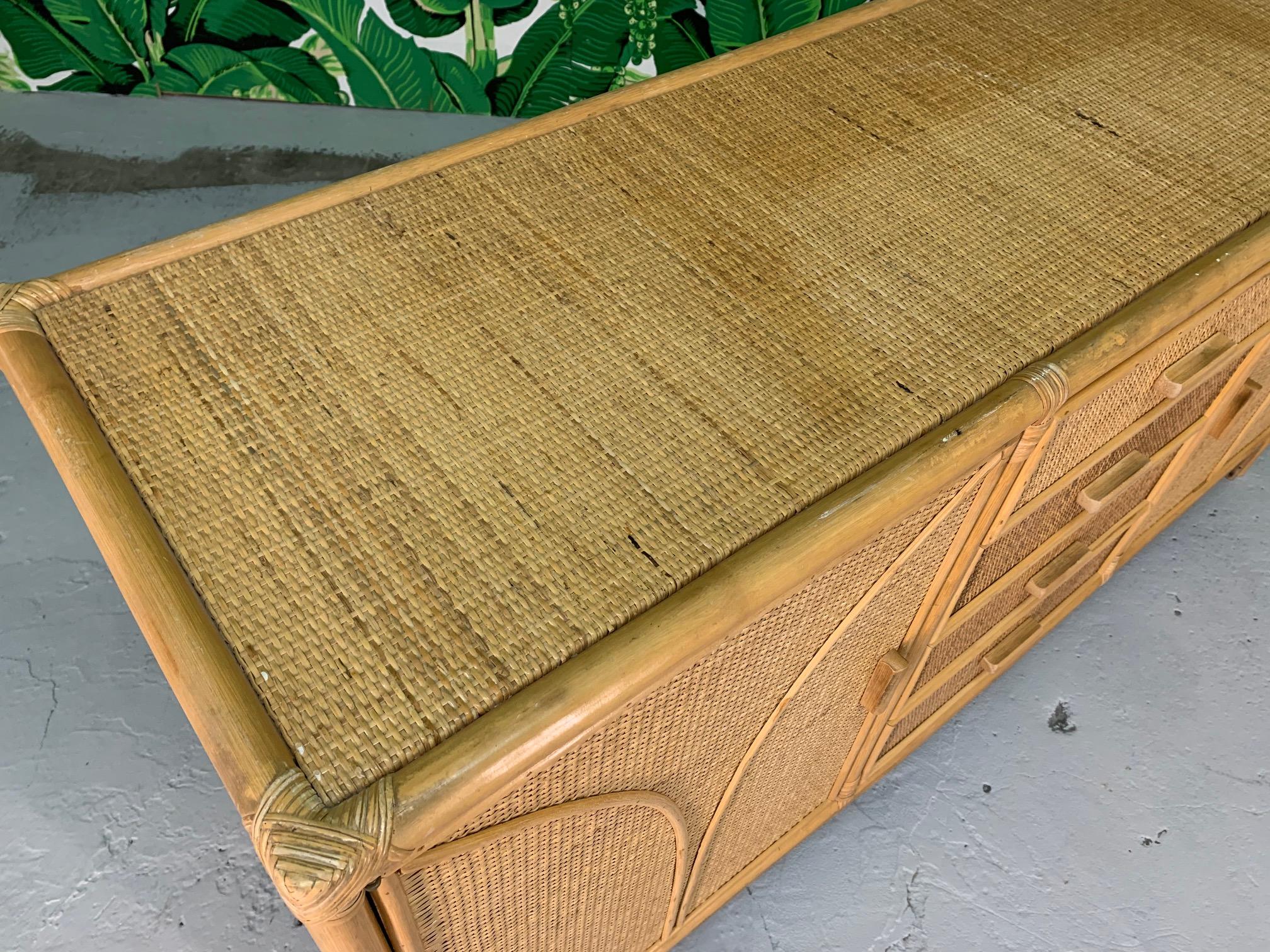 Woven Rattan Tiki Style Dresser 2