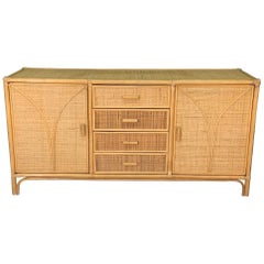 Woven Rattan Tiki Style Dresser