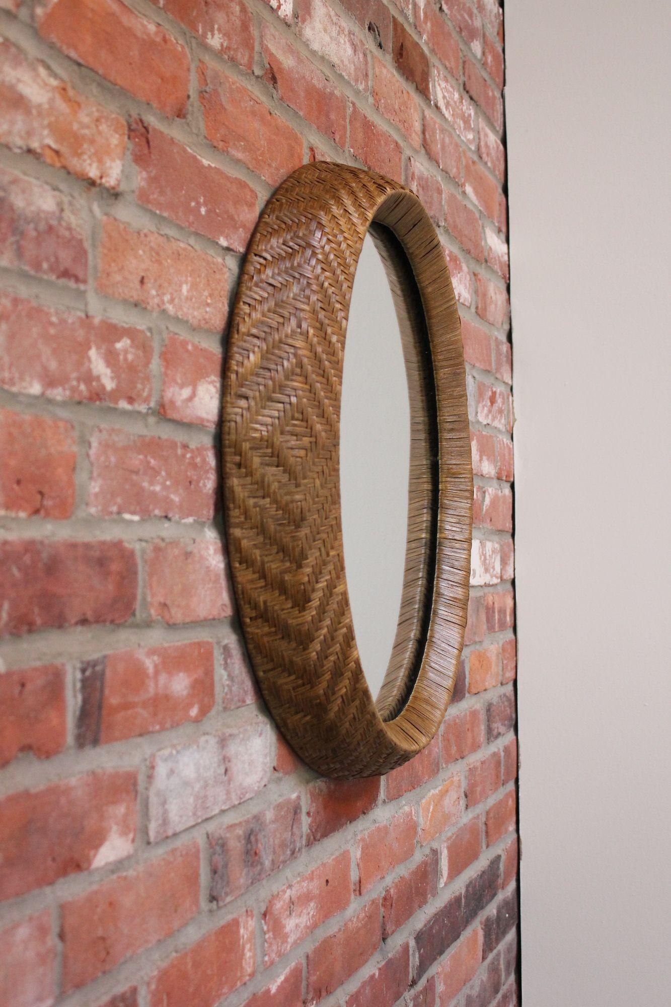 Mid-Century Modern Woven Rattan Wall Mirror by Umbra For Sale