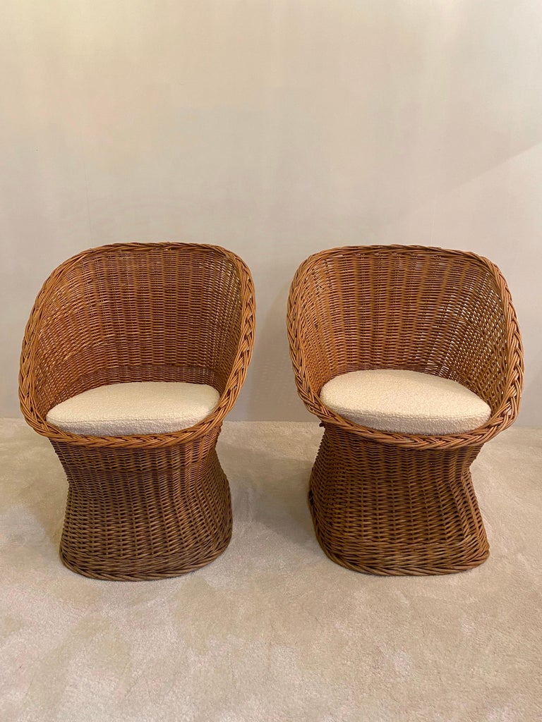 Woven Rattan Wicker Barrel Chairs