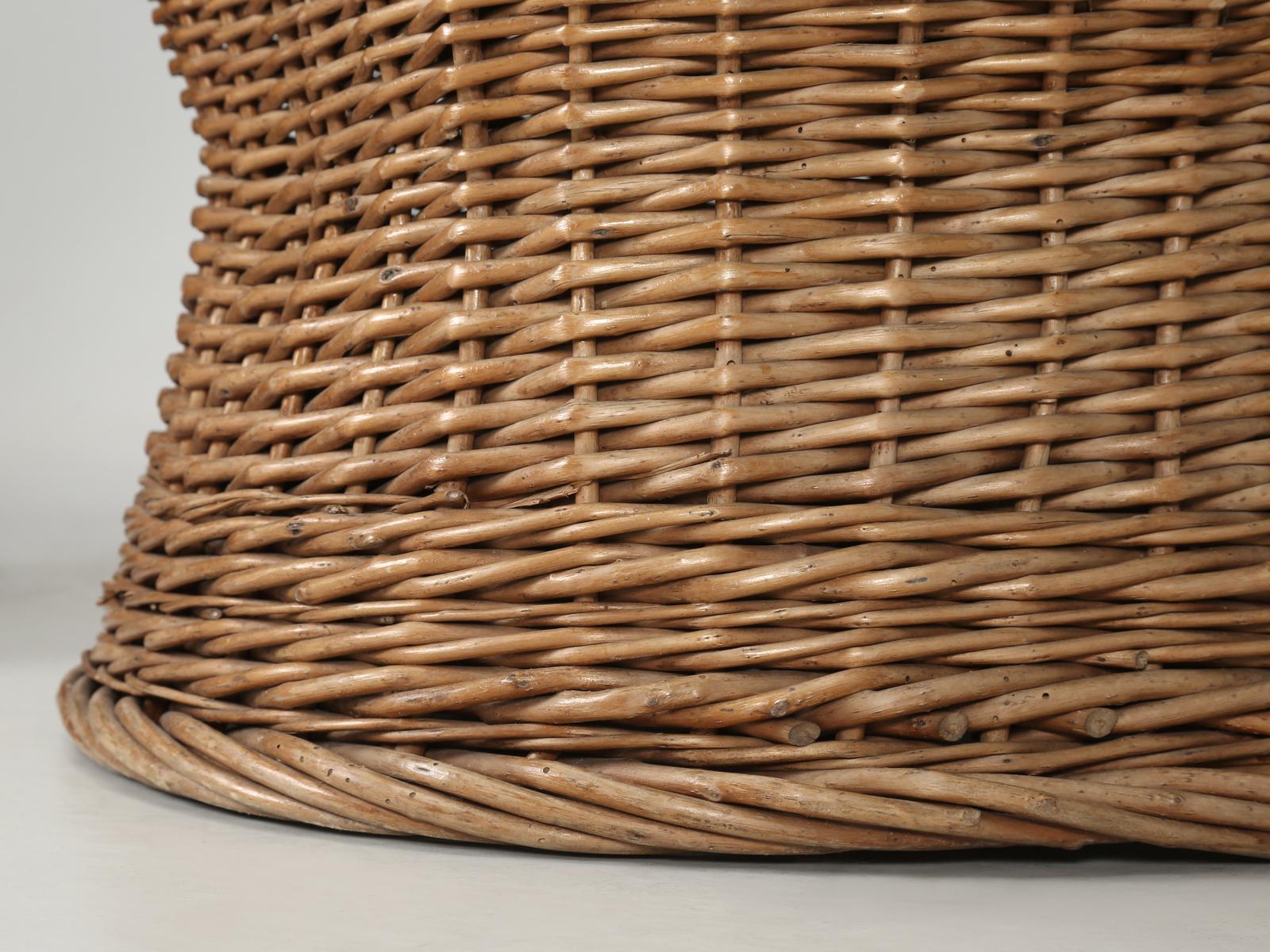 Woven Rattan Wicker Barrel Chairs with Vintage Mohair Seat Cushions 6