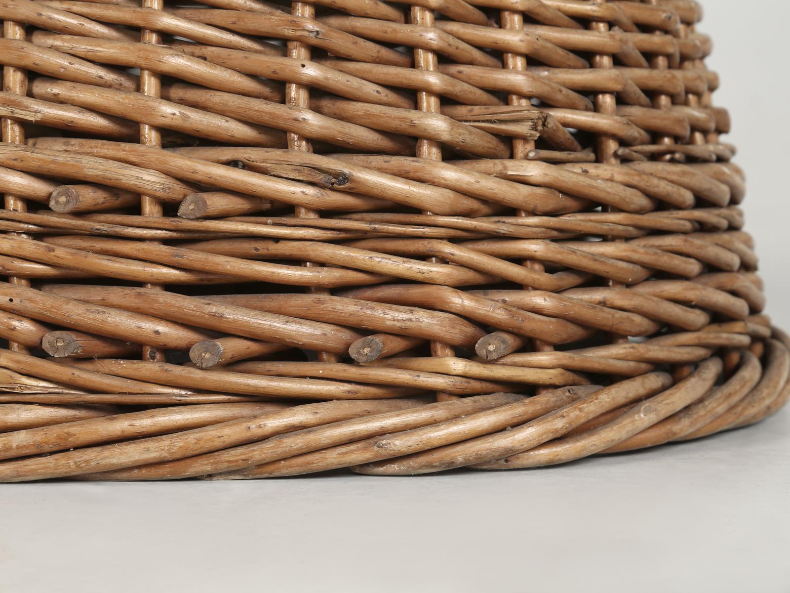 Woven Rattan Wicker Barrel Chairs with Vintage Mohair Seat Cushions 7
