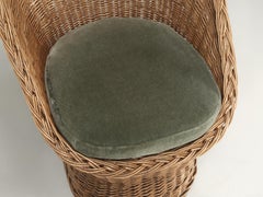 Barrel Chairs aus geflochtenem Rattan mit Vintage-Mohair-Sitzkissen