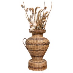 Vintage Woven Rattan Wicker Vase