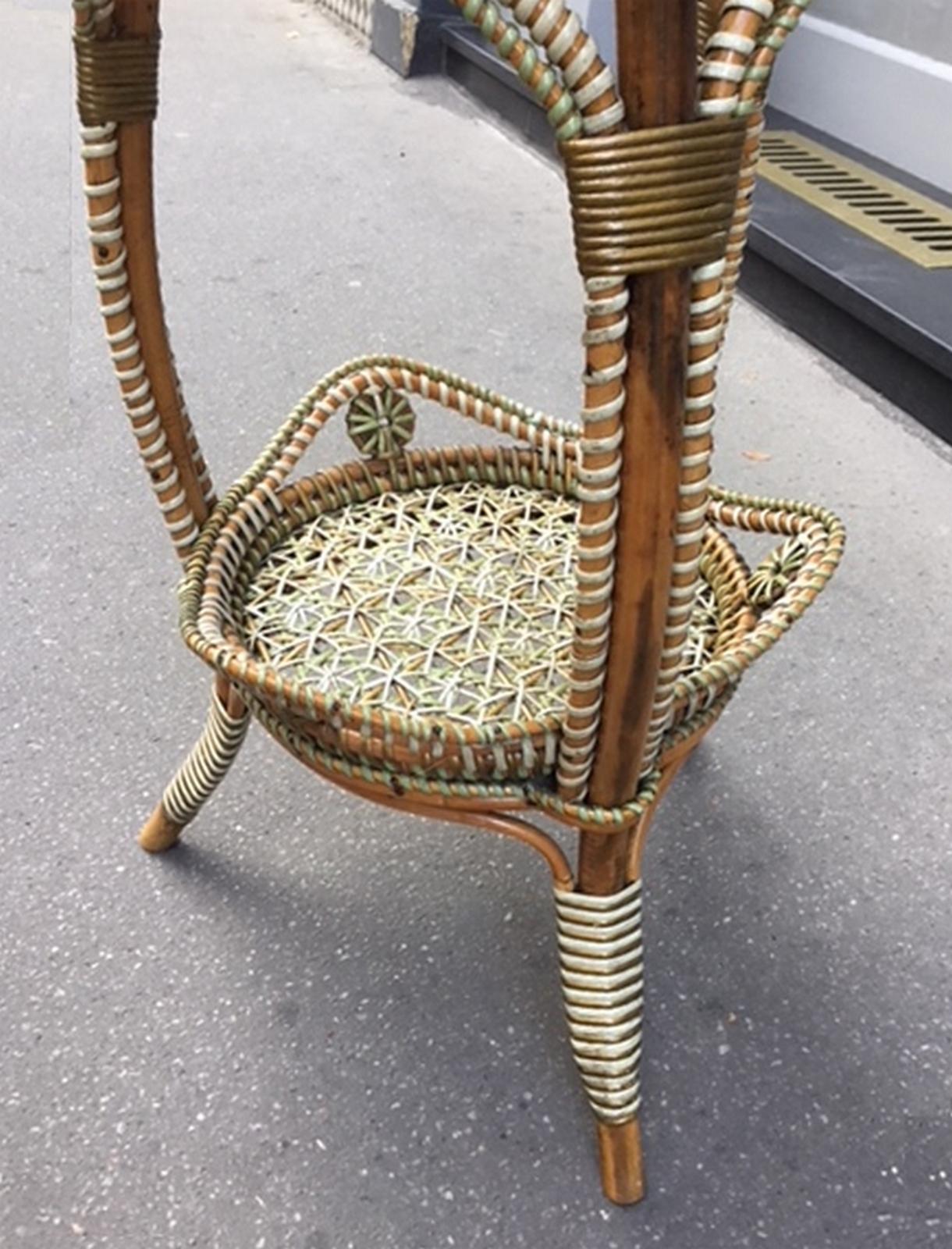 Late 19th Century Woven Rattan Work Basket, Maison Georges Carette in Lille, circa 1880 For Sale