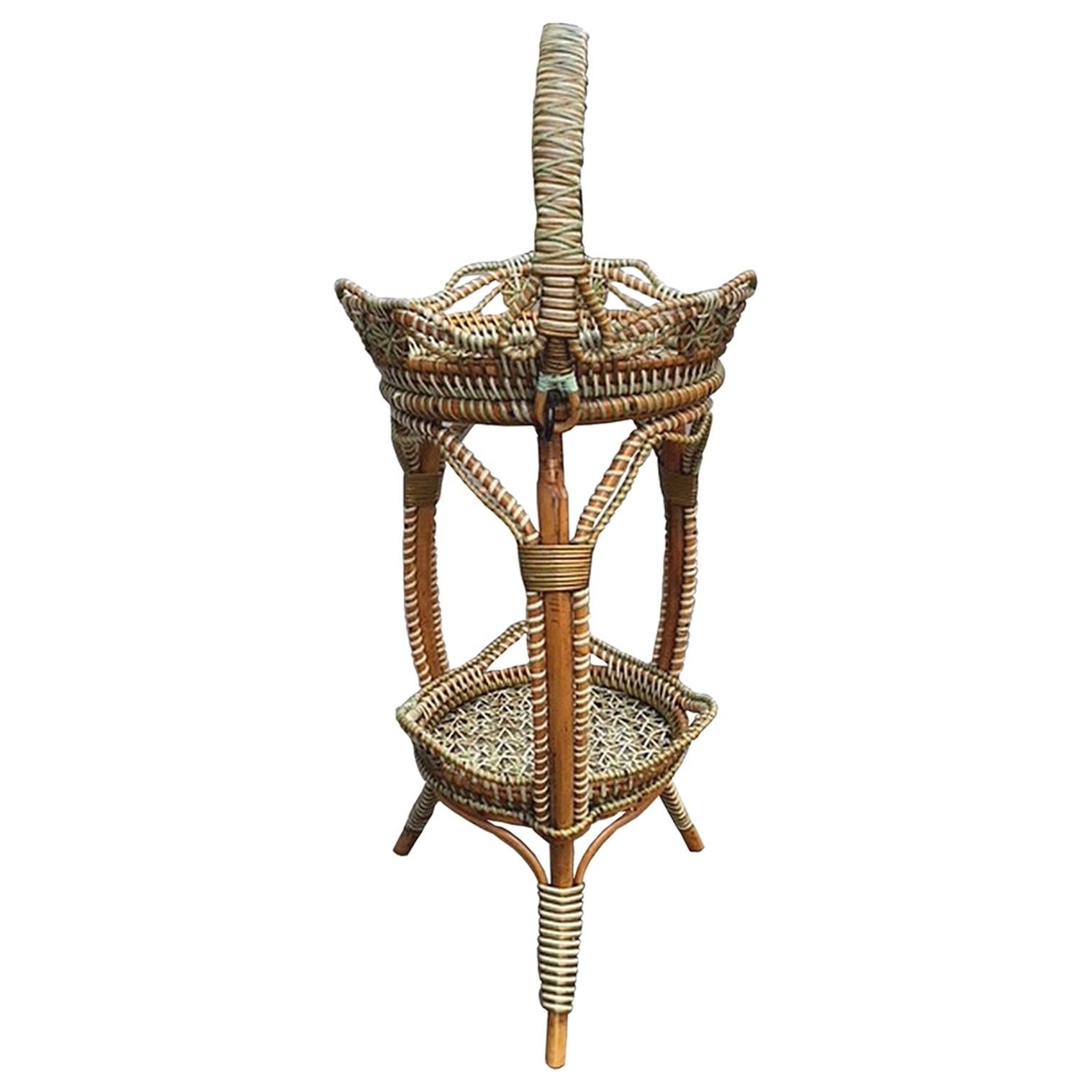 Woven Rattan Work Basket, Maison Georges Carette in Lille, circa 1880 For Sale