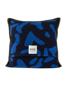 Blue & navy woven recycled wool cushion pillow made in the UK