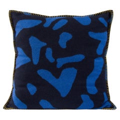 Blue & navy woven recycled wool cushion pillow made in the UK
