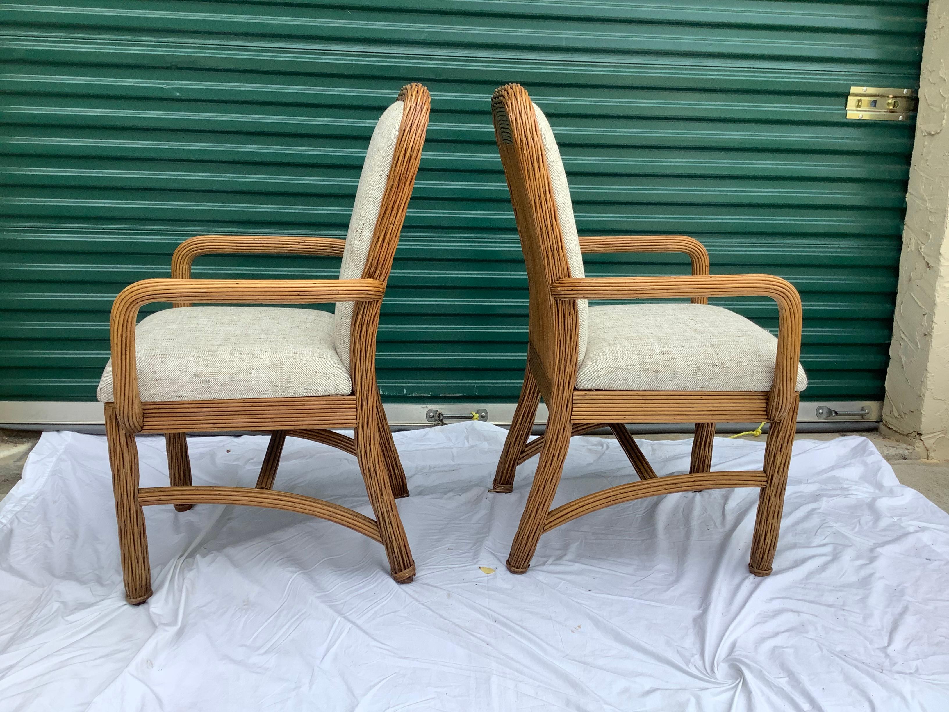 Woven Reed Dining Table w/ 8 Chairs, Crespi Style 2