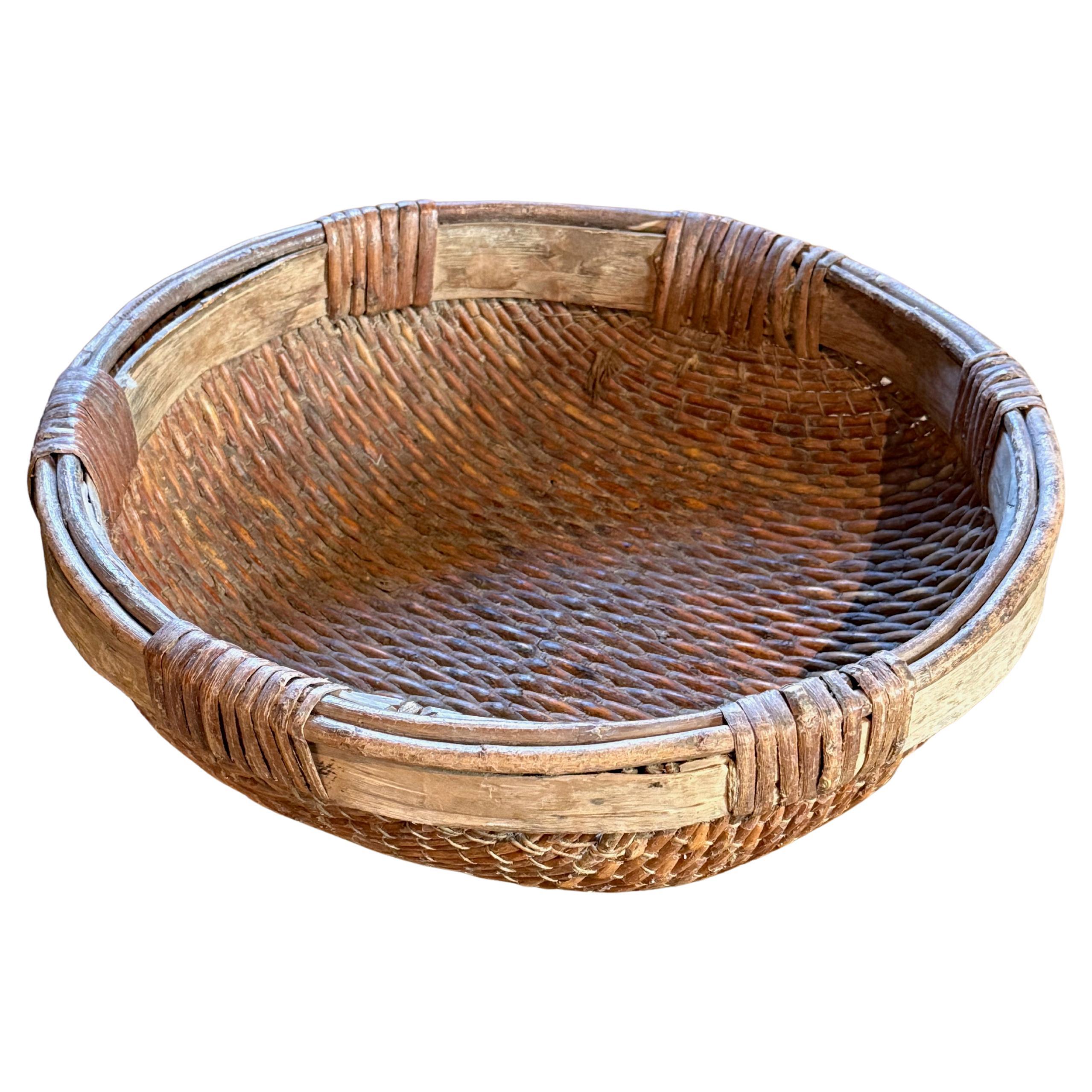 Vassoio per essiccare i cereali in canna intrecciata, Cina, XIX secolo