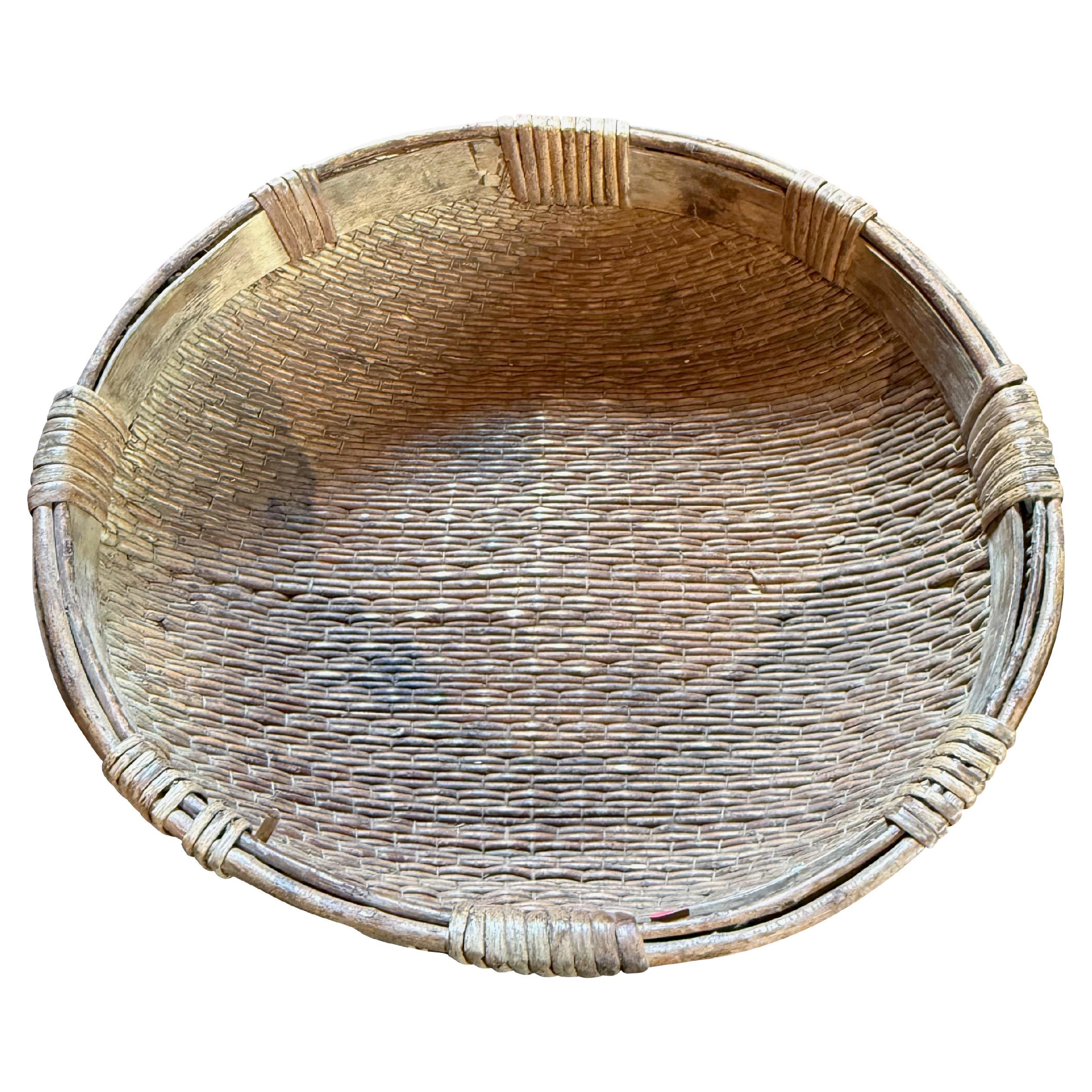 Vassoio per essiccare i cereali in canna intrecciata, Cina, XIX secolo