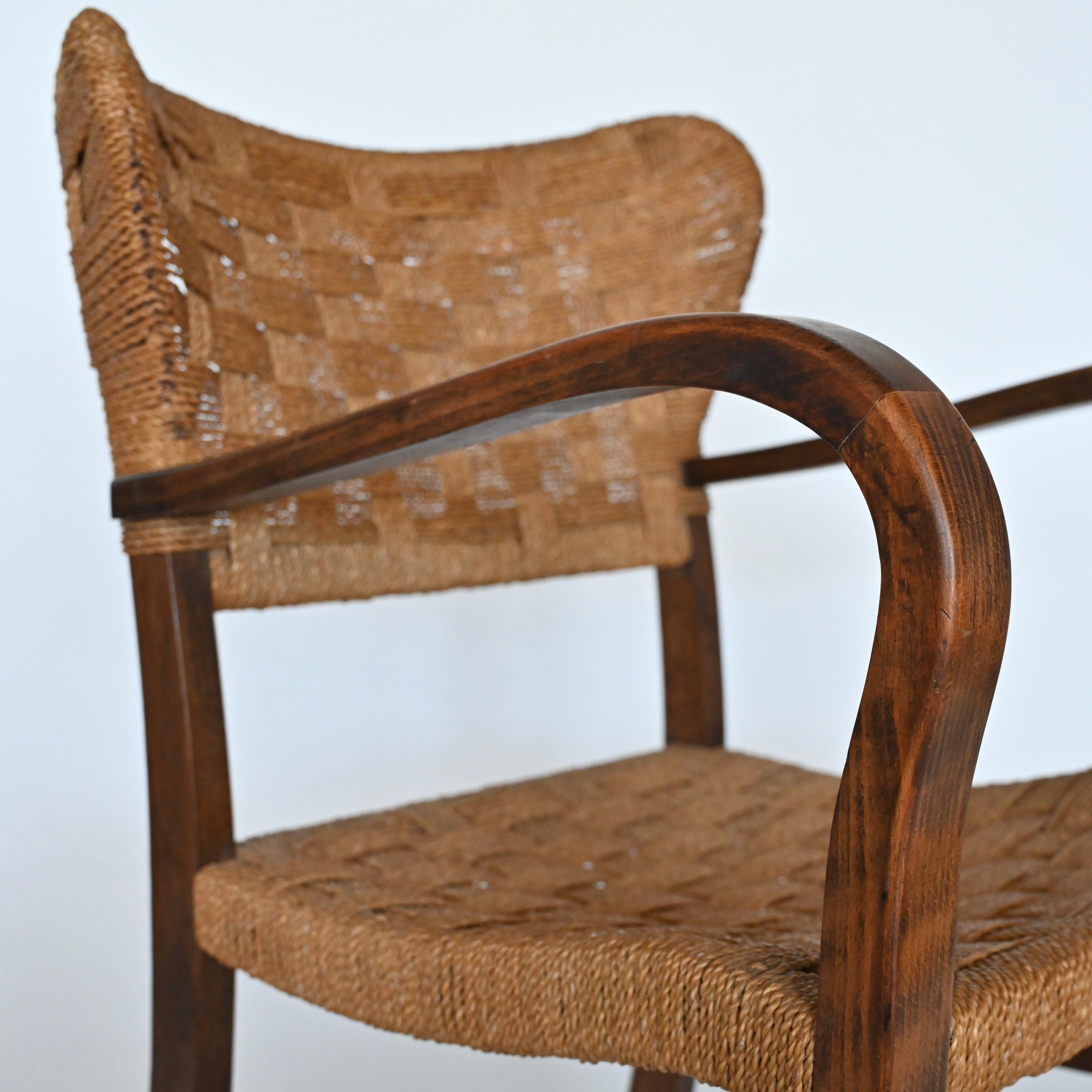 Woven Rope and Bentwood Armchair In Good Condition In Malibu, CA
