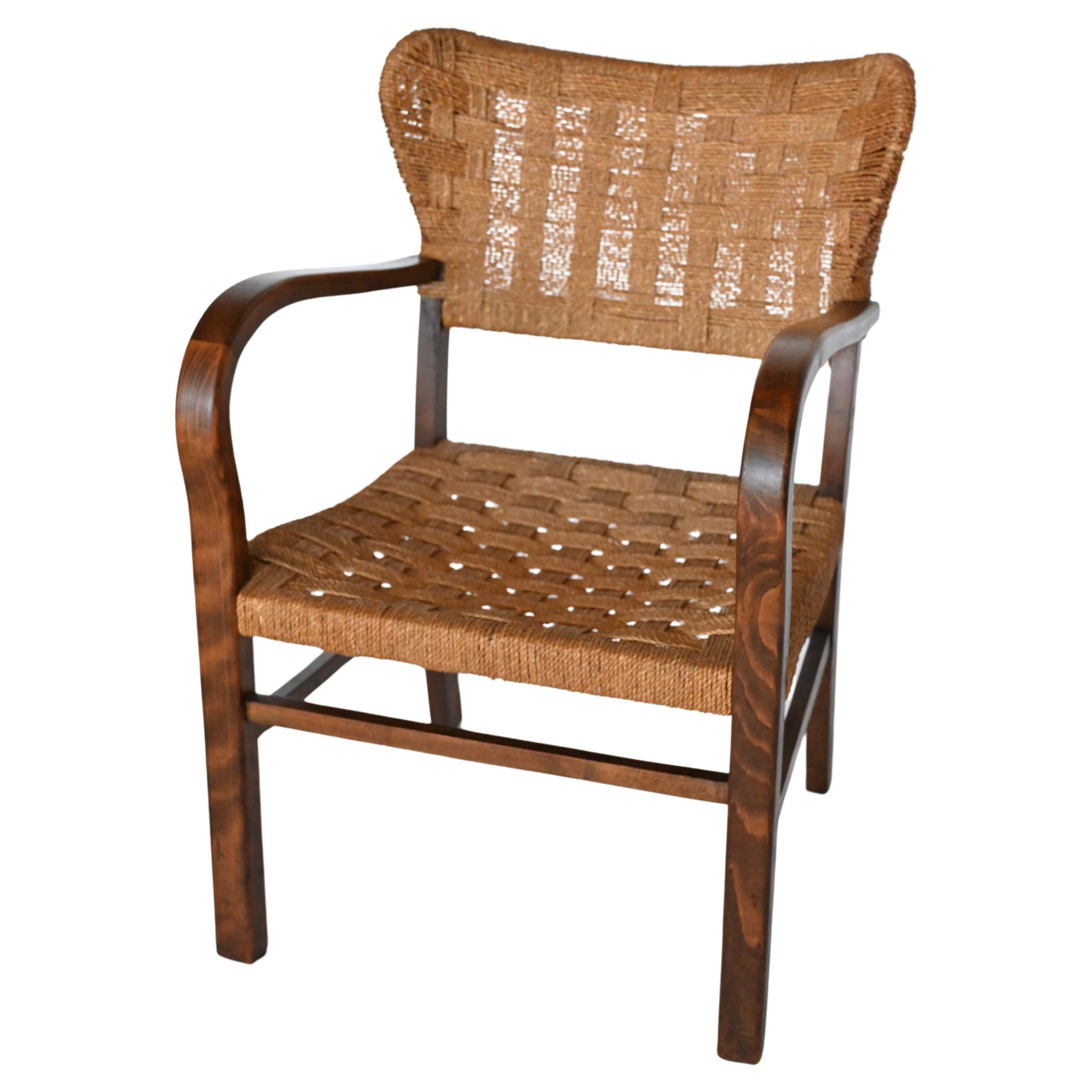 Woven Rope and Bentwood Armchair