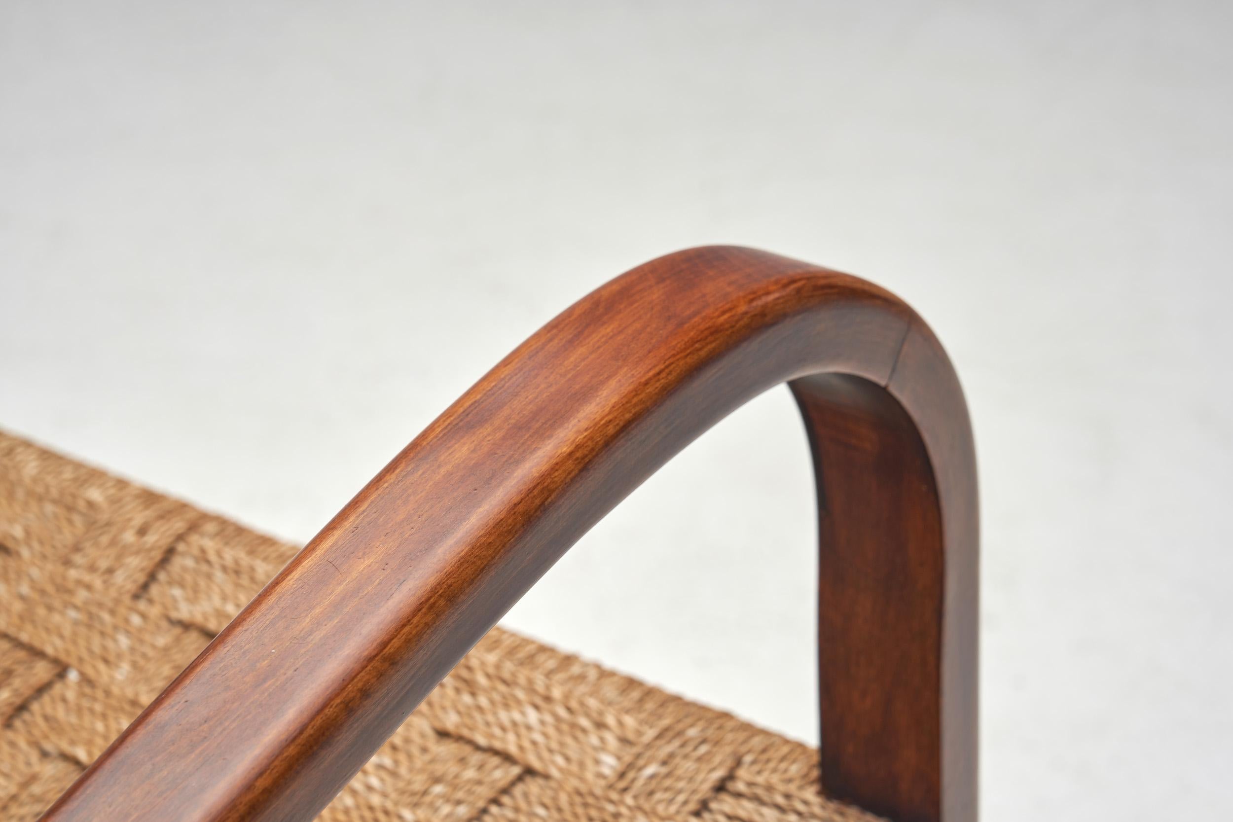 Sillón de cuerda tejida a la manera de Erich Diekmann, Países Bajos, década de 1940 en venta 3