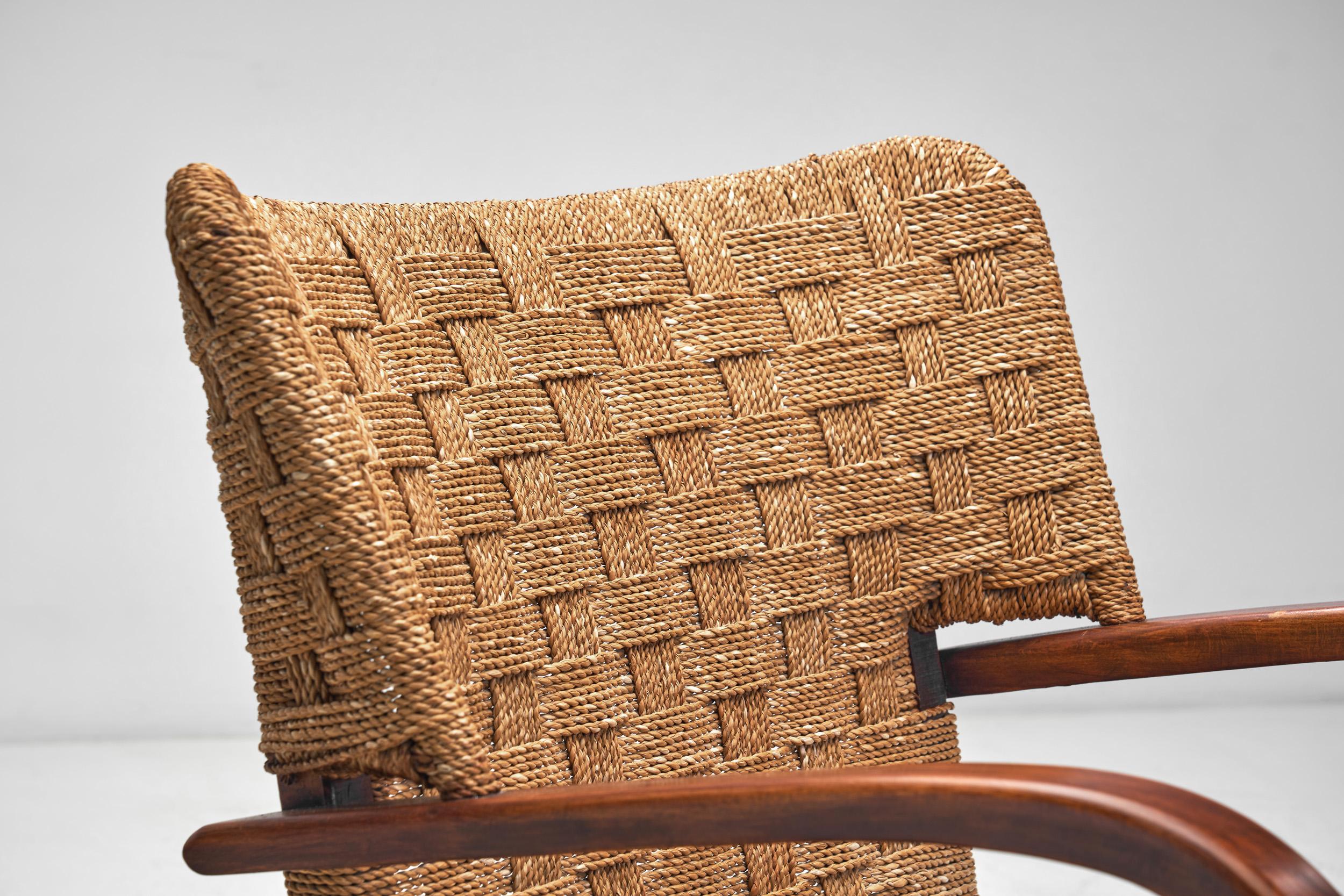 Sillón de cuerda tejida a la manera de Erich Diekmann, Países Bajos, década de 1940 en venta 1