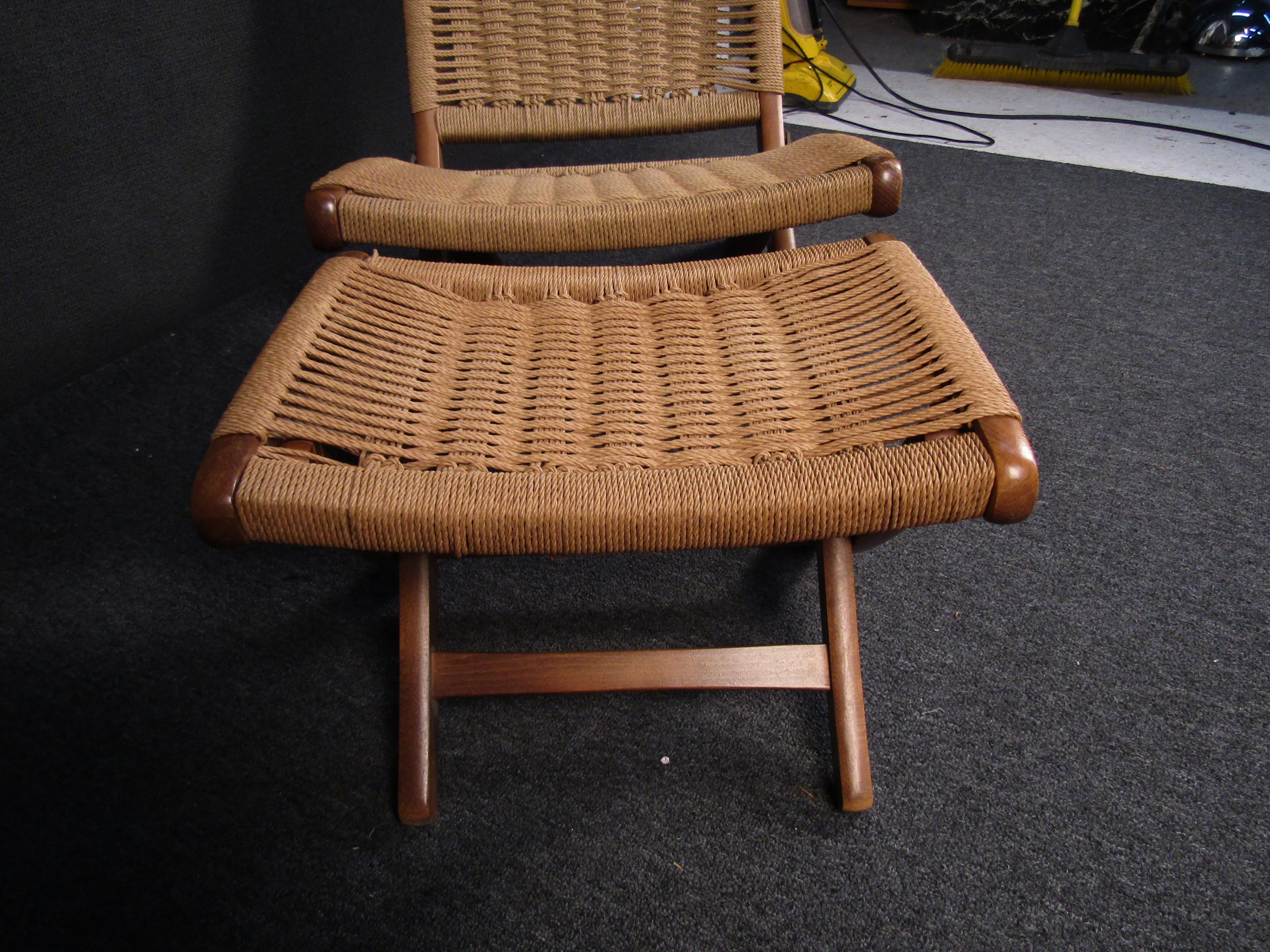 Woven Rope Chair with Ottoman 2
