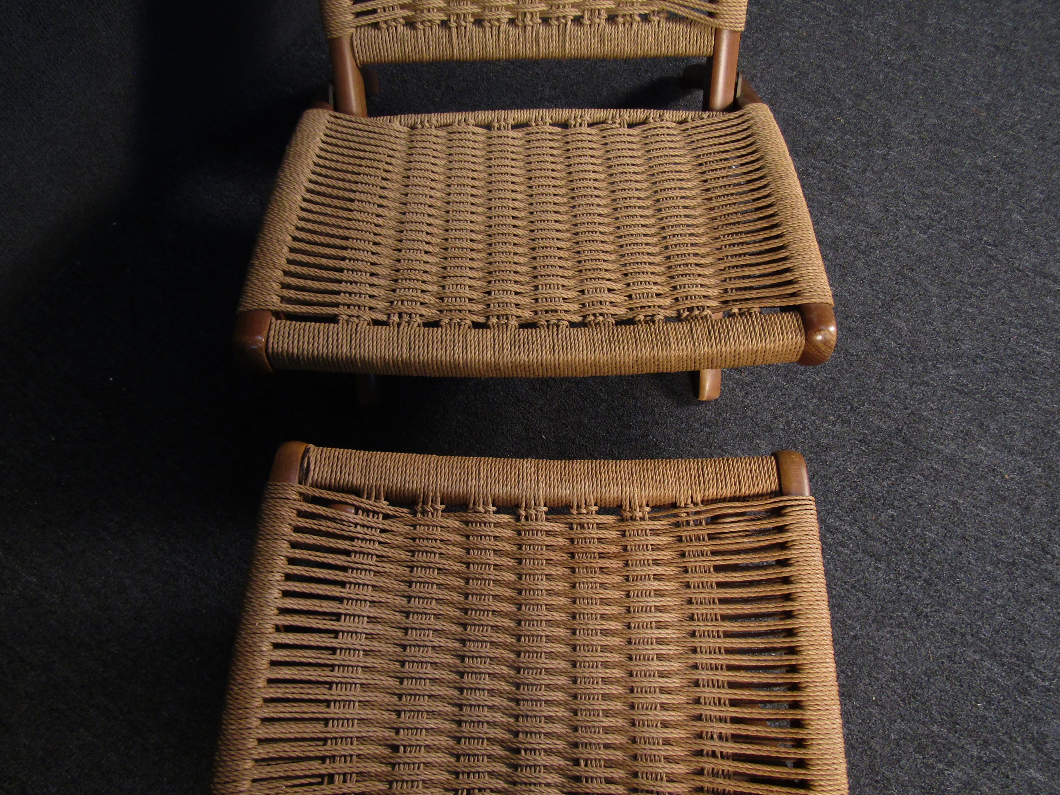 Woven Rope Chair with Ottoman 3