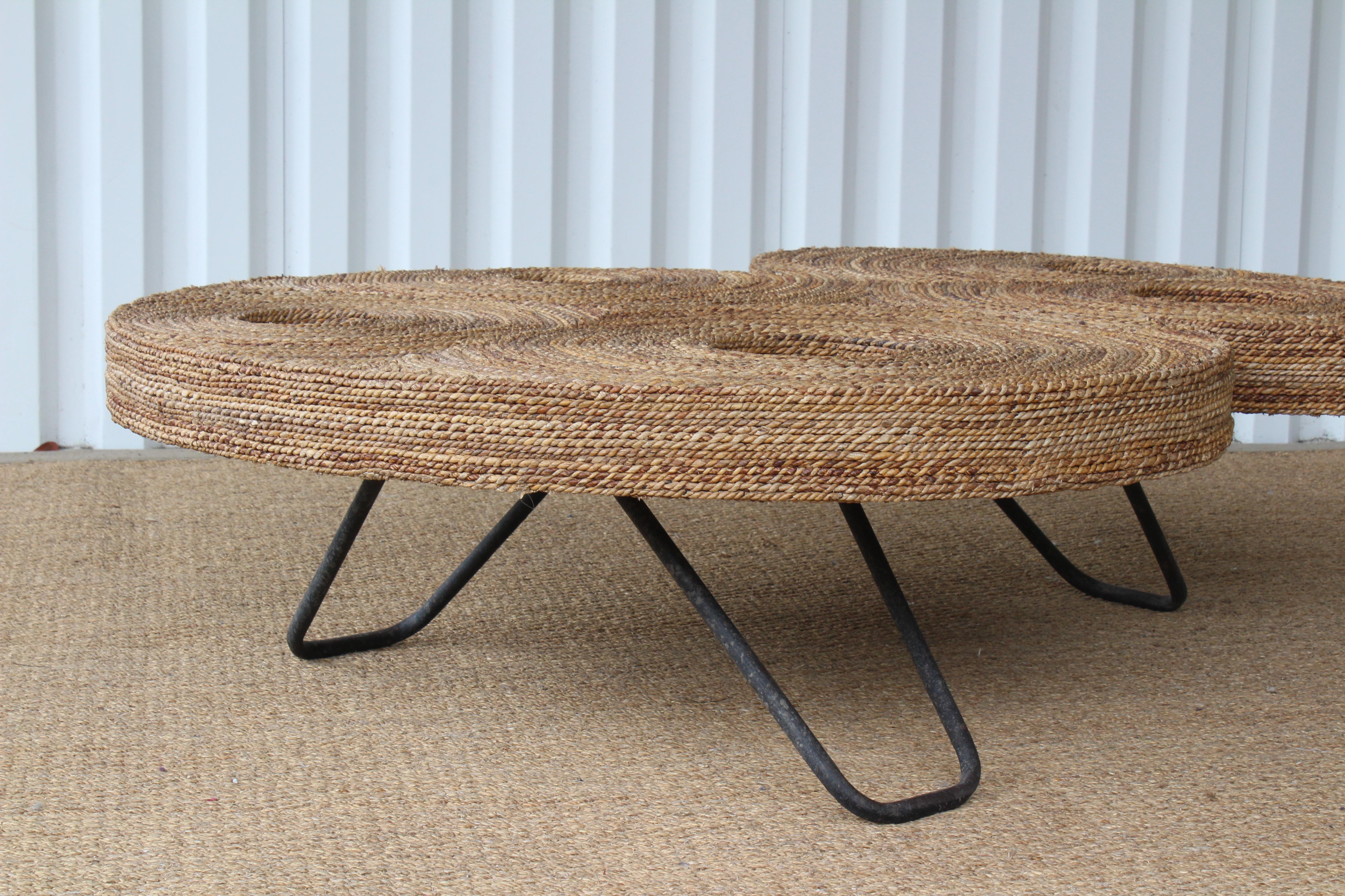 Mid-Century Modern Woven Rope Coffee Table