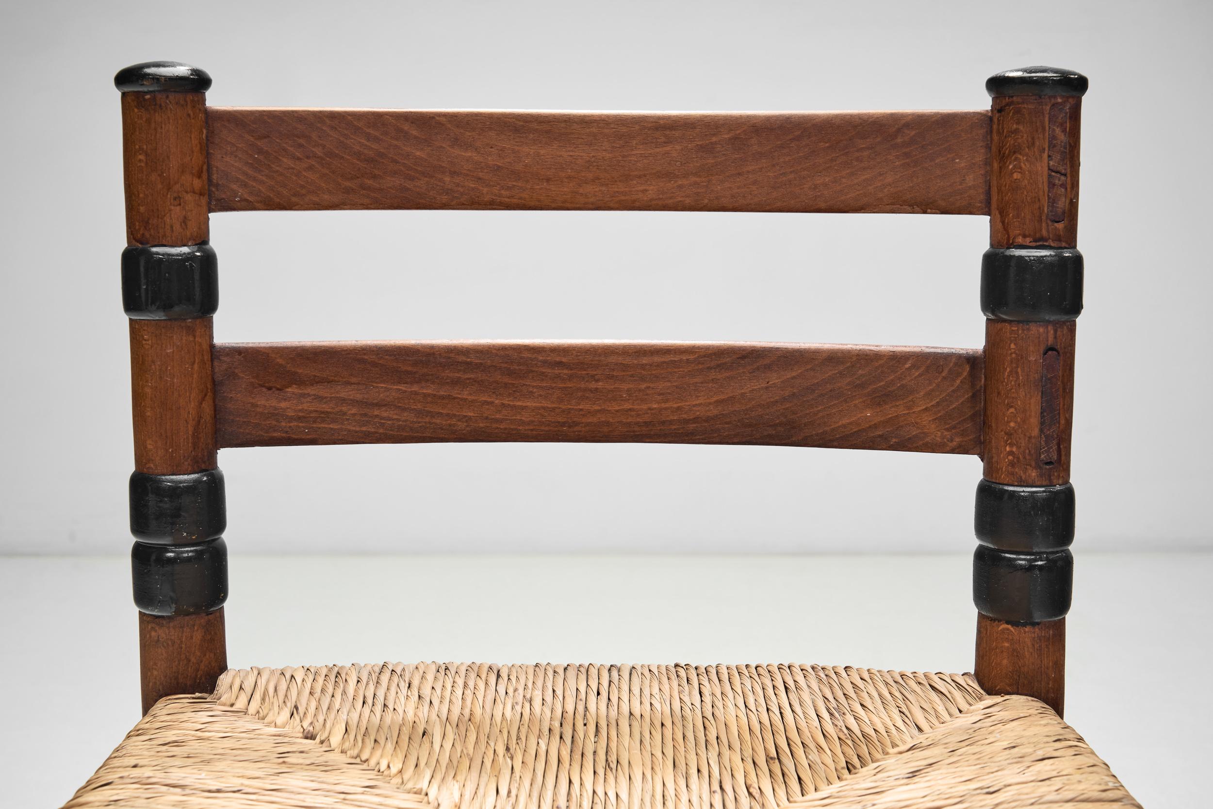 Chaise d'école Amsterdamse en jonc tissé Jac. Levee, Pays-Bas, années 1930 en vente 1