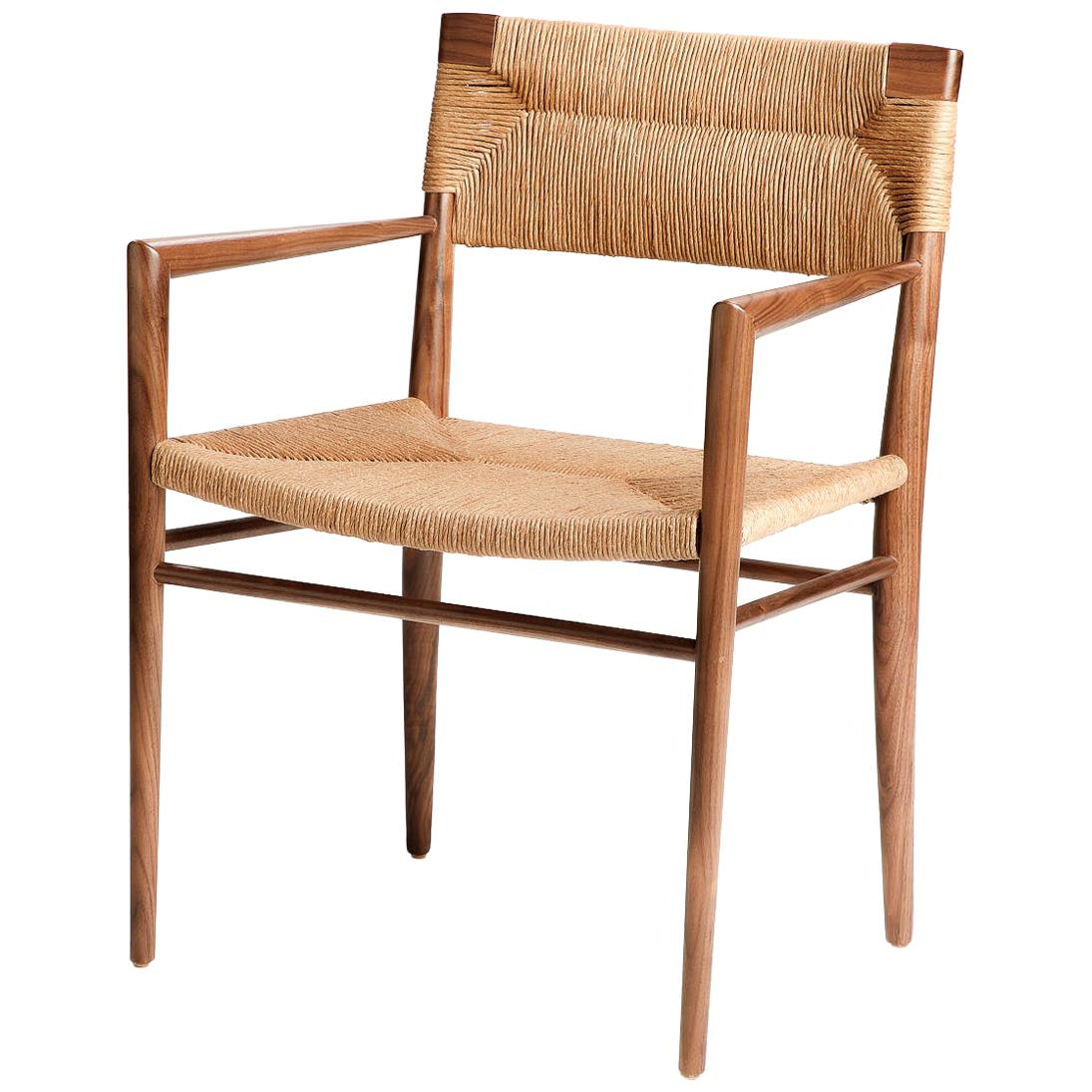 Woven Rush-Backed Dining Armchair by Mel Smilow For Sale