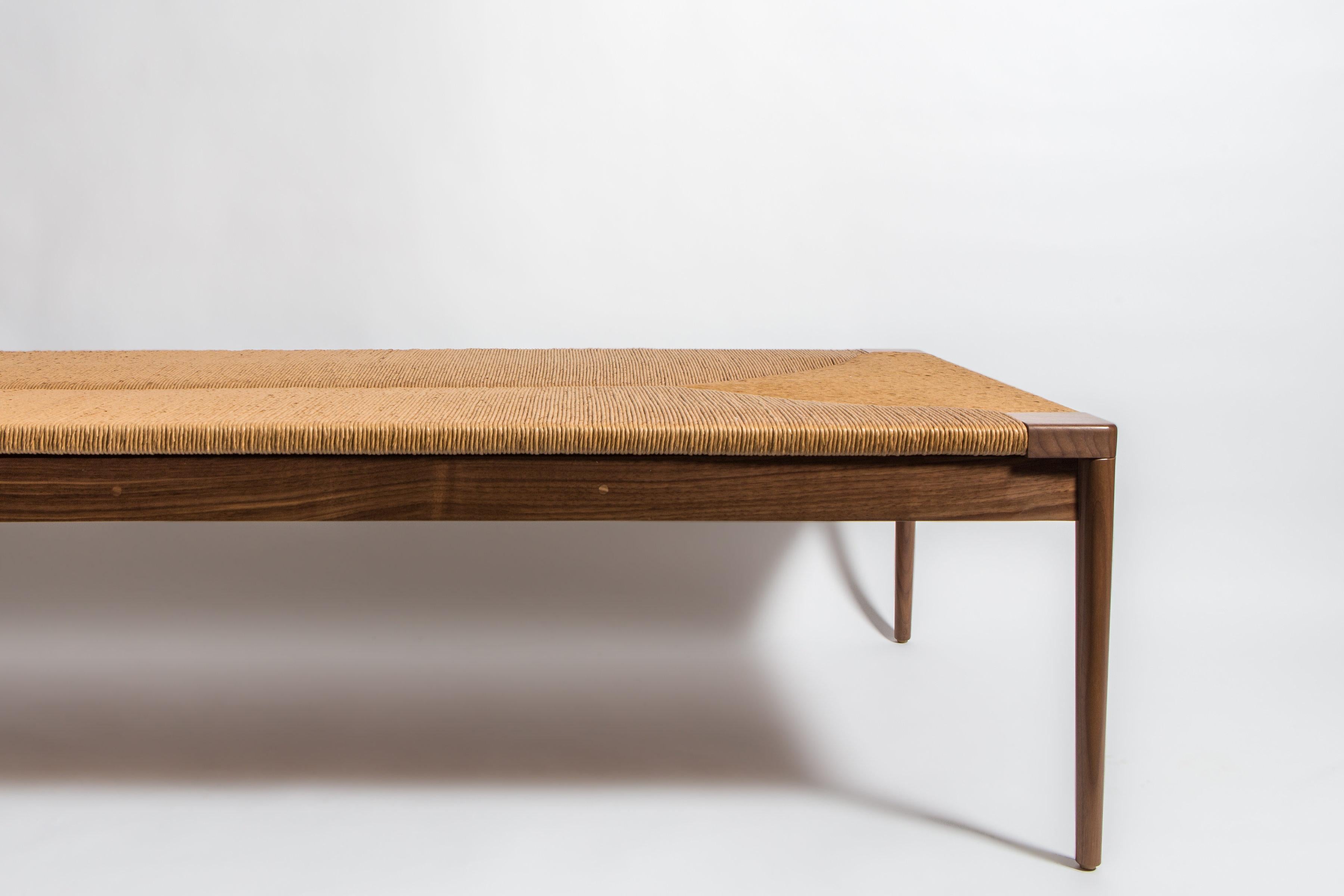 Mid-Century Modern Woven Rush Daybed in Walnut by Mel Smilow For Sale