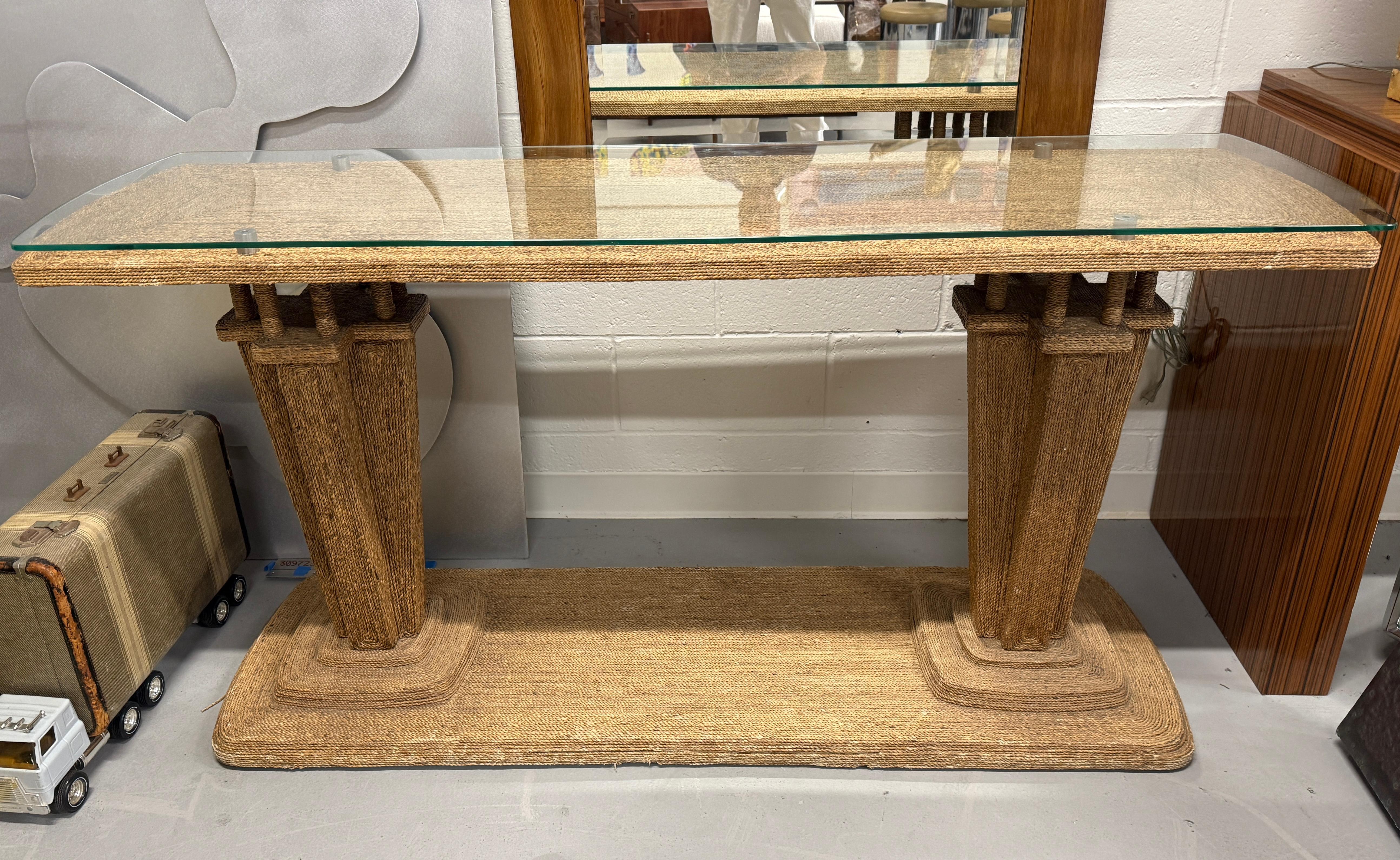 Woven Seagrass Console Table by Century For Sale 8