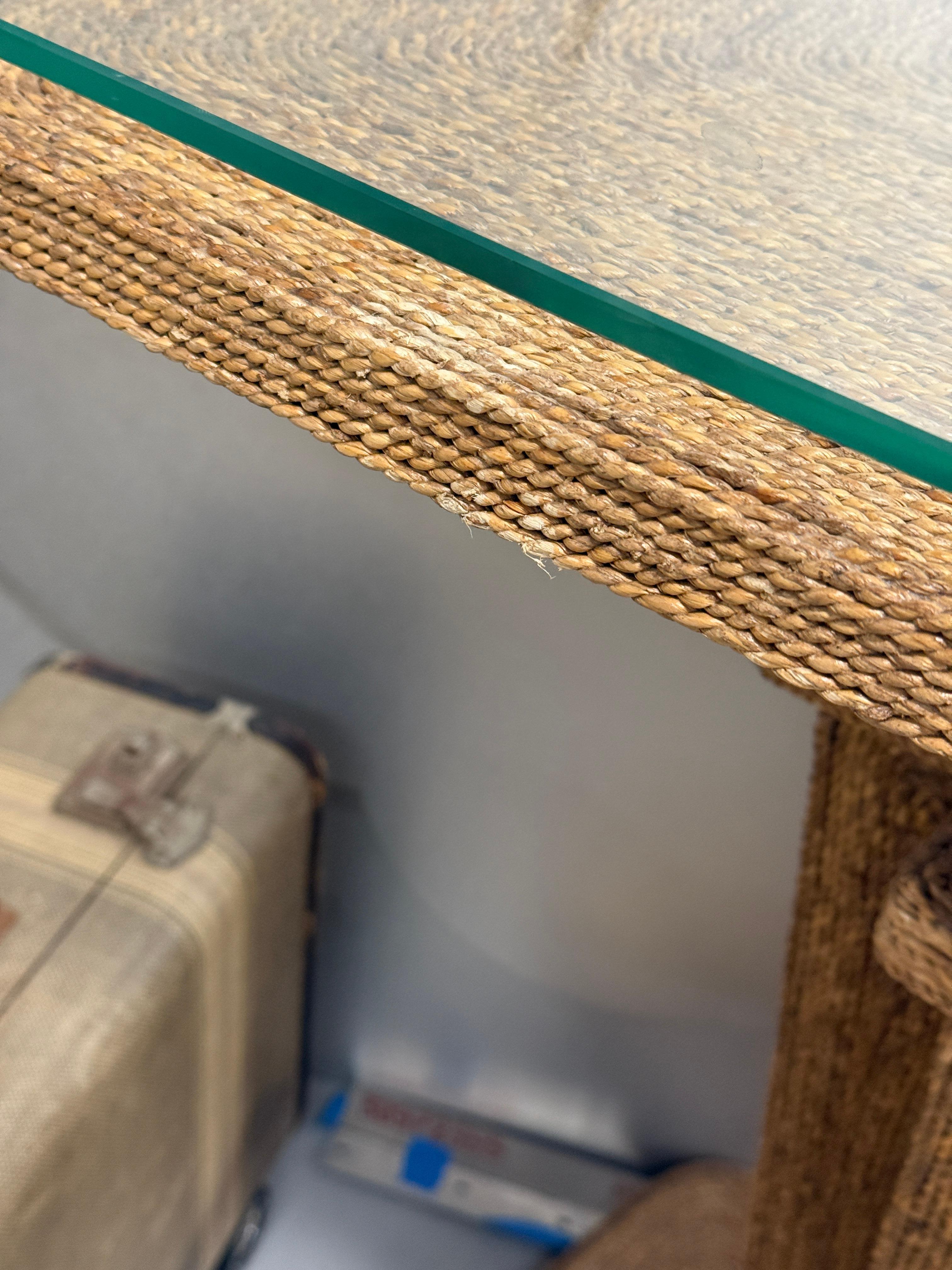 Woven Seagrass Console Table by Century For Sale 10