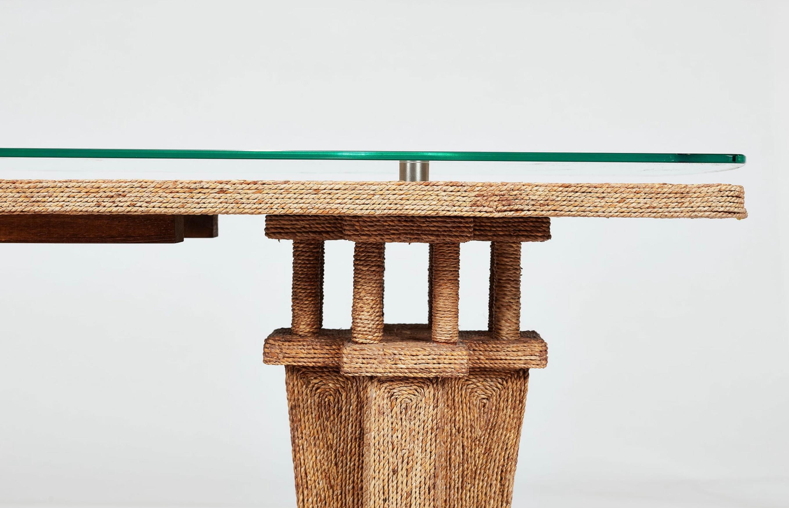 Philippine Woven Seagrass Console Table by Century For Sale