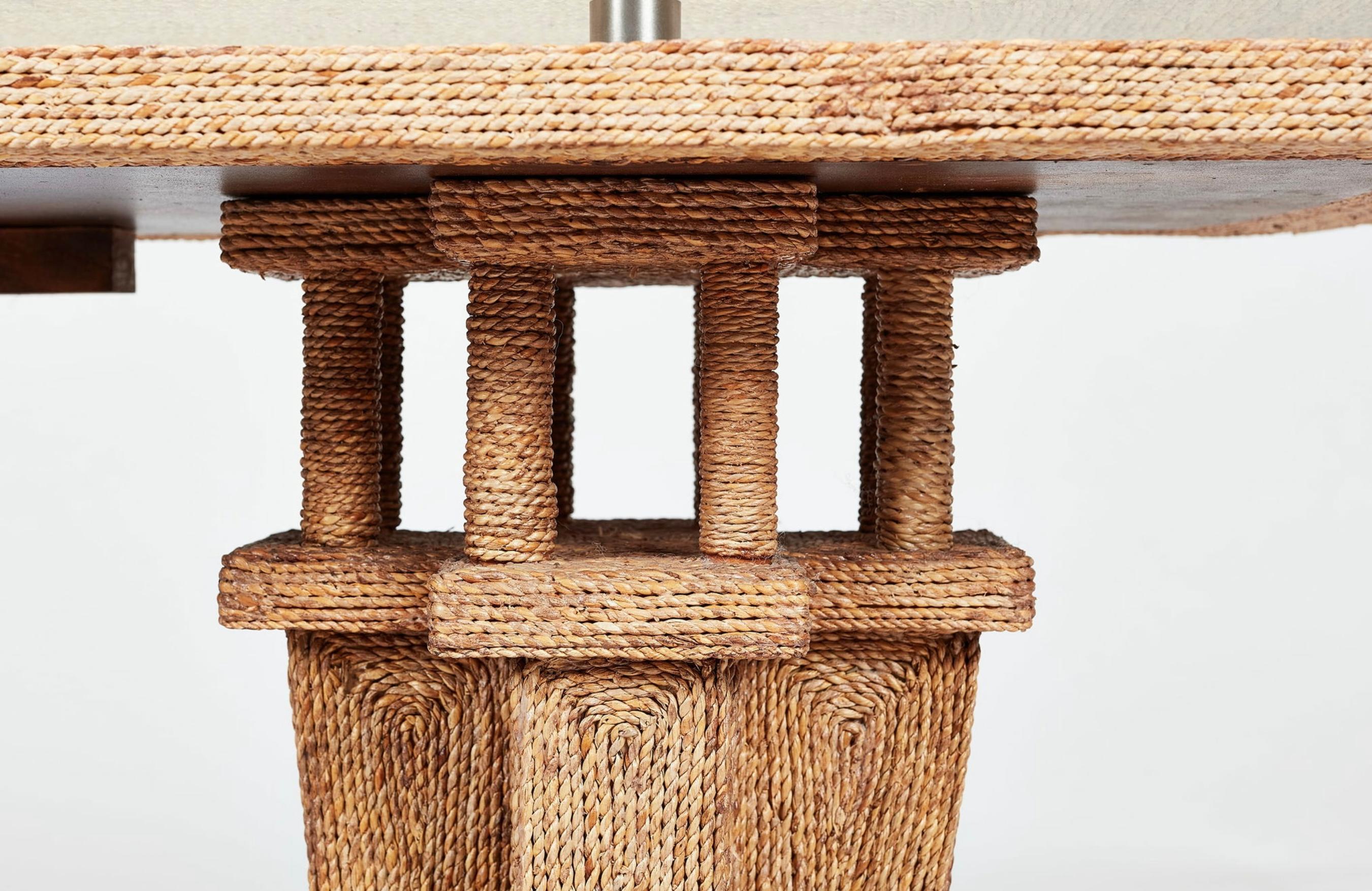 Hand-Woven Woven Seagrass Console Table by Century For Sale