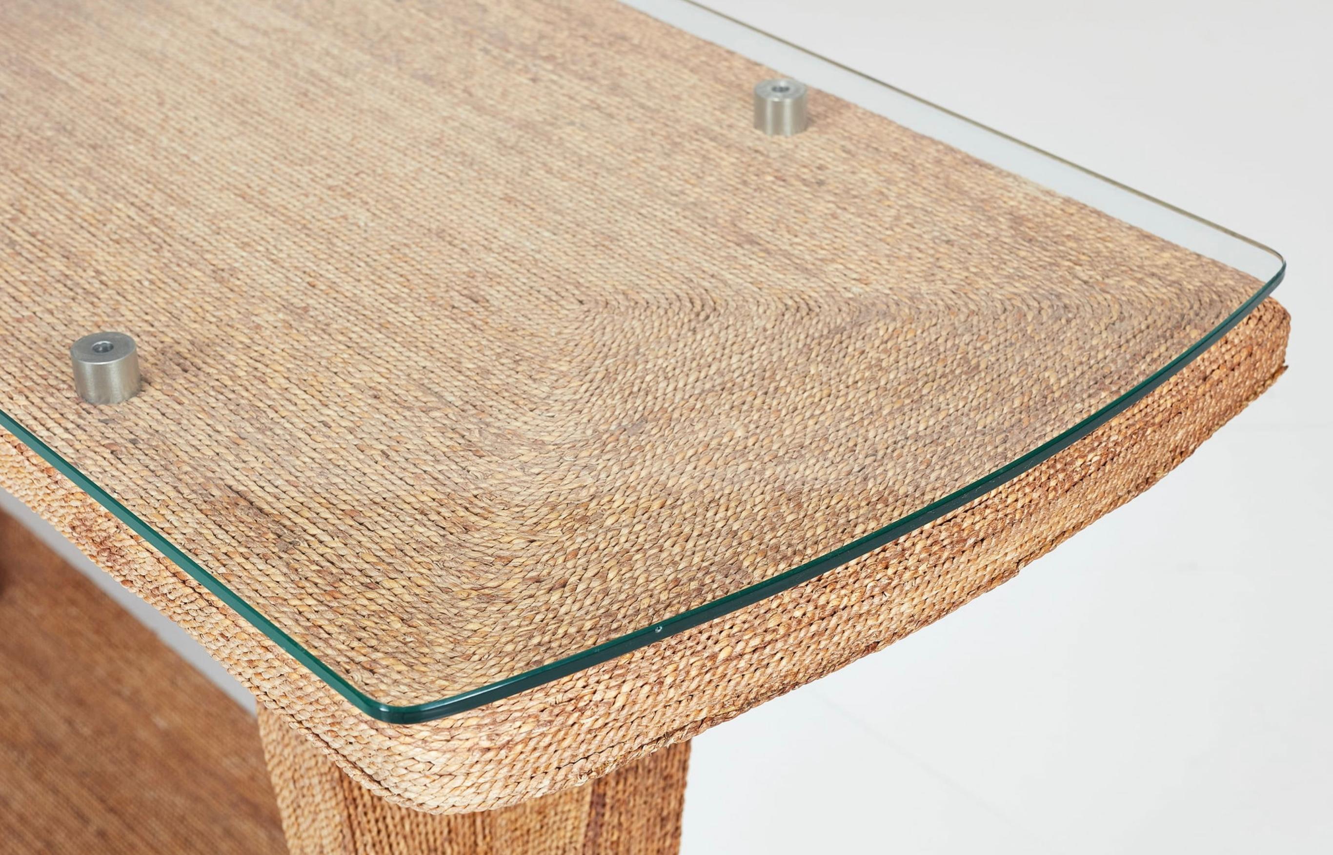 Woven Seagrass Console Table by Century For Sale 2