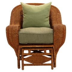 Woven Seagrass Large Chair and Ottoman