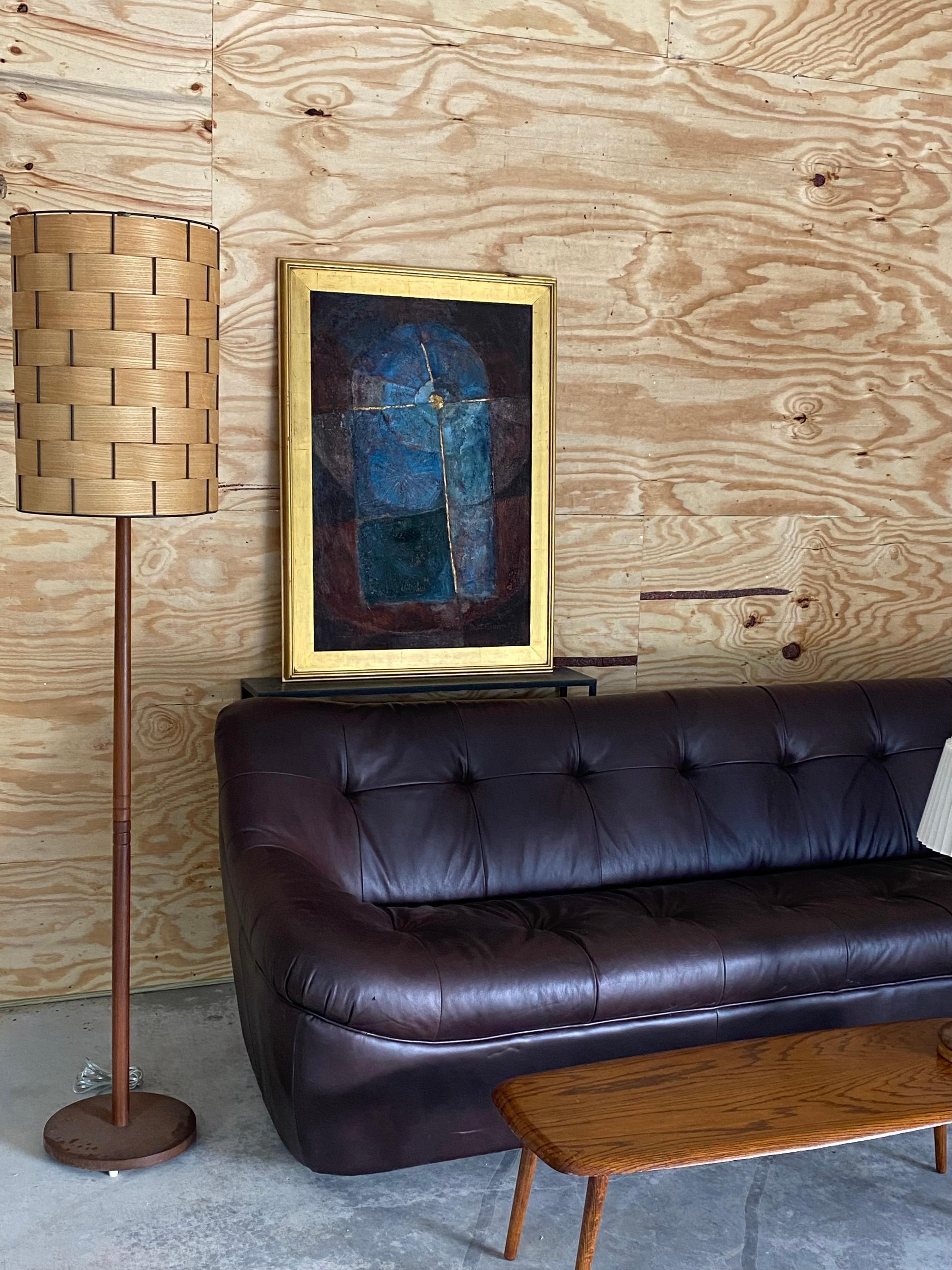 Abat-jour tressé Lampadaire moderne danois en noyer en vente 9