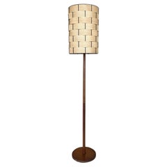 Woven Shade Danish Modern Walnut Floor Lamp