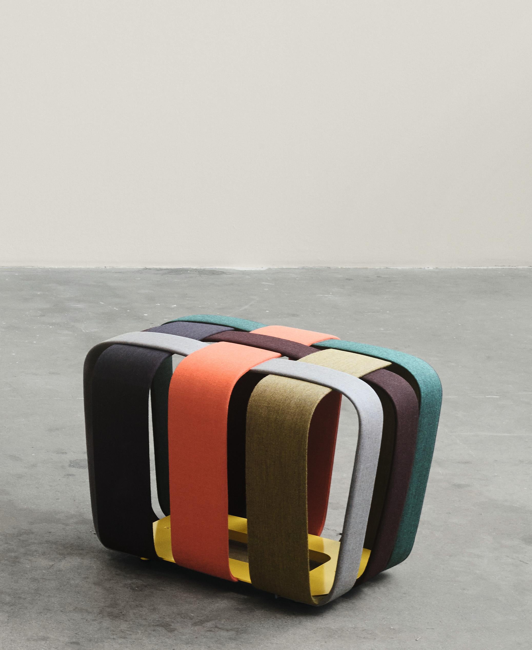 Woven Short Bench 70 by Max Lipsey
Dimensions: D 54 x W 70 x H 46 cm.
Materials: Steel, Kvadrat canvas, and fabric.

Custom with Kvadrat Canvas and RAL colors. Custom lengths in 20cm increments. Please contact us.

 Woven Bench is the result of a